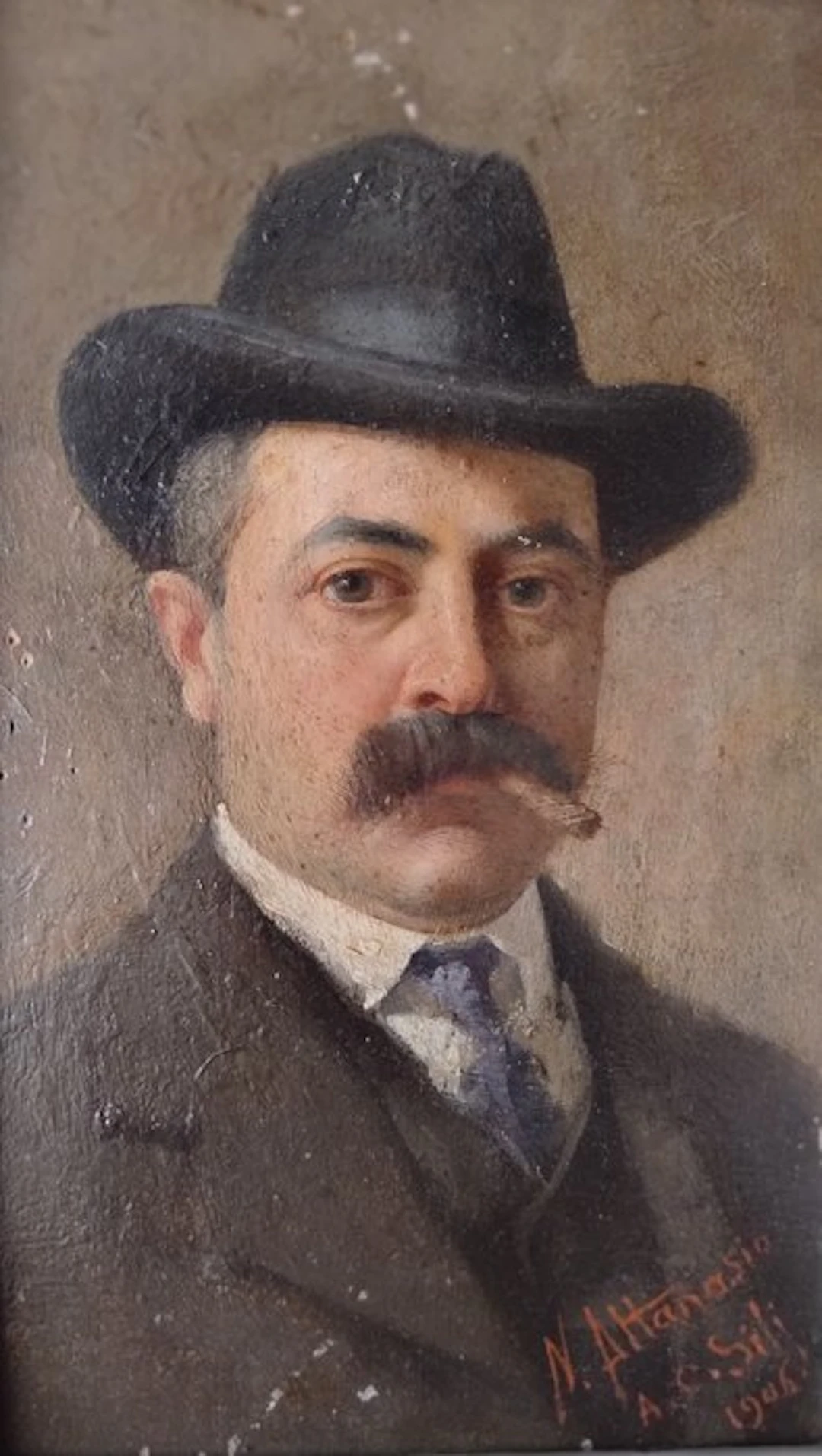 Natale Attanasio (1845-1923) - Ritratto di uomo con sigaro