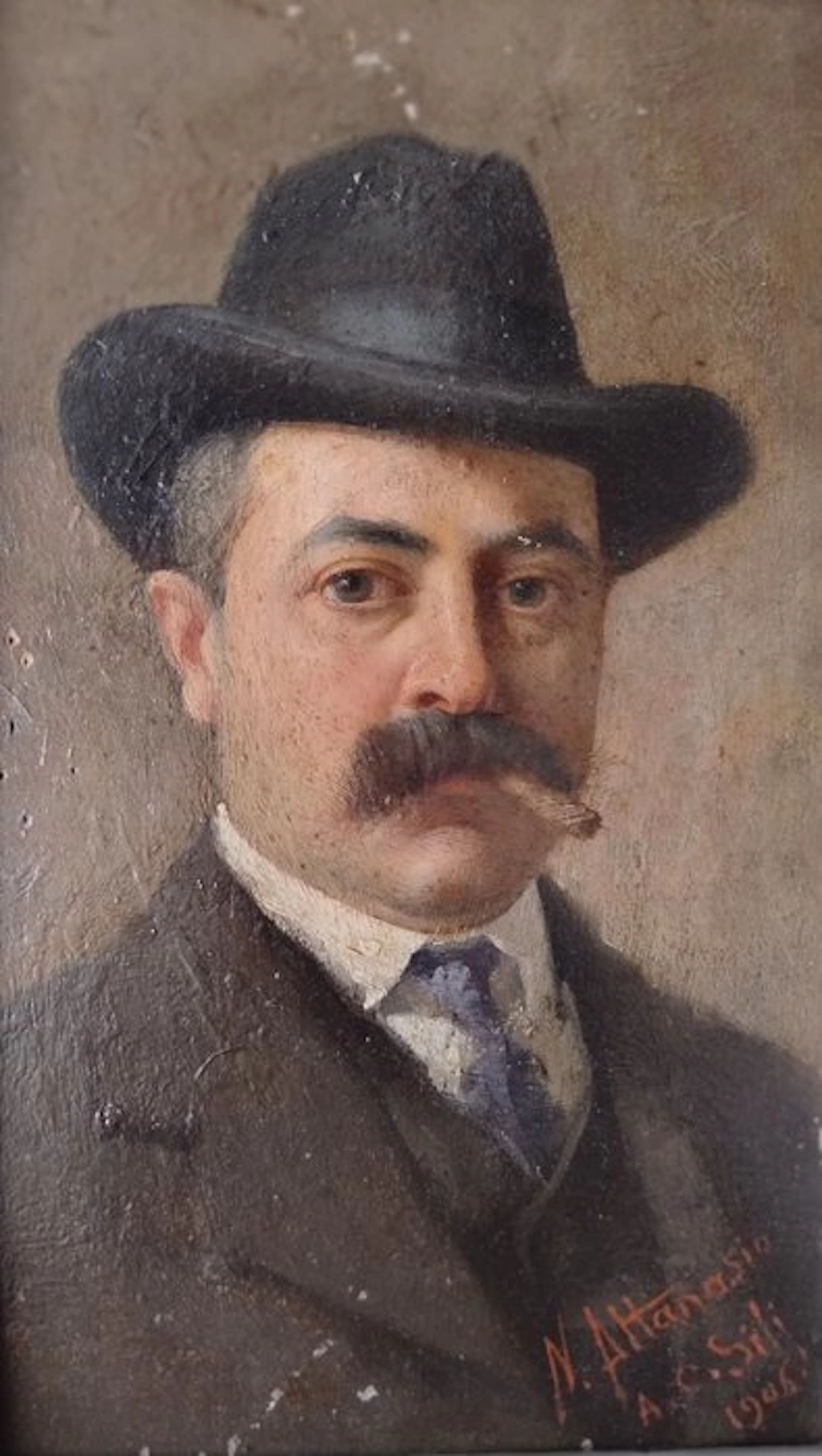 Natale Attanasio (1845-1923) - Ritratto di uomo con sigaro