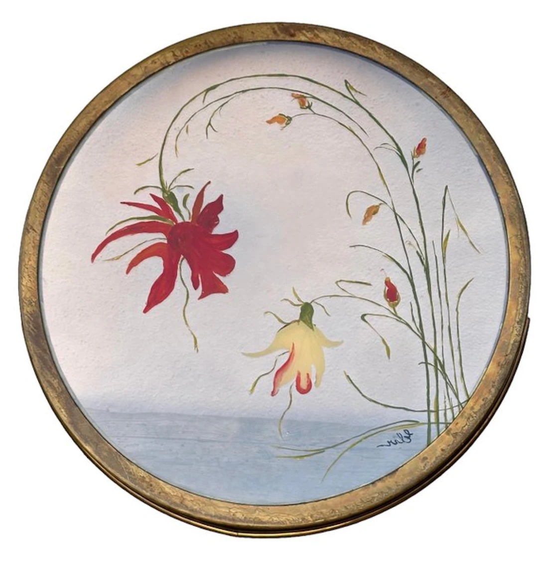 Tray - Glass, Brass - Hand-painted