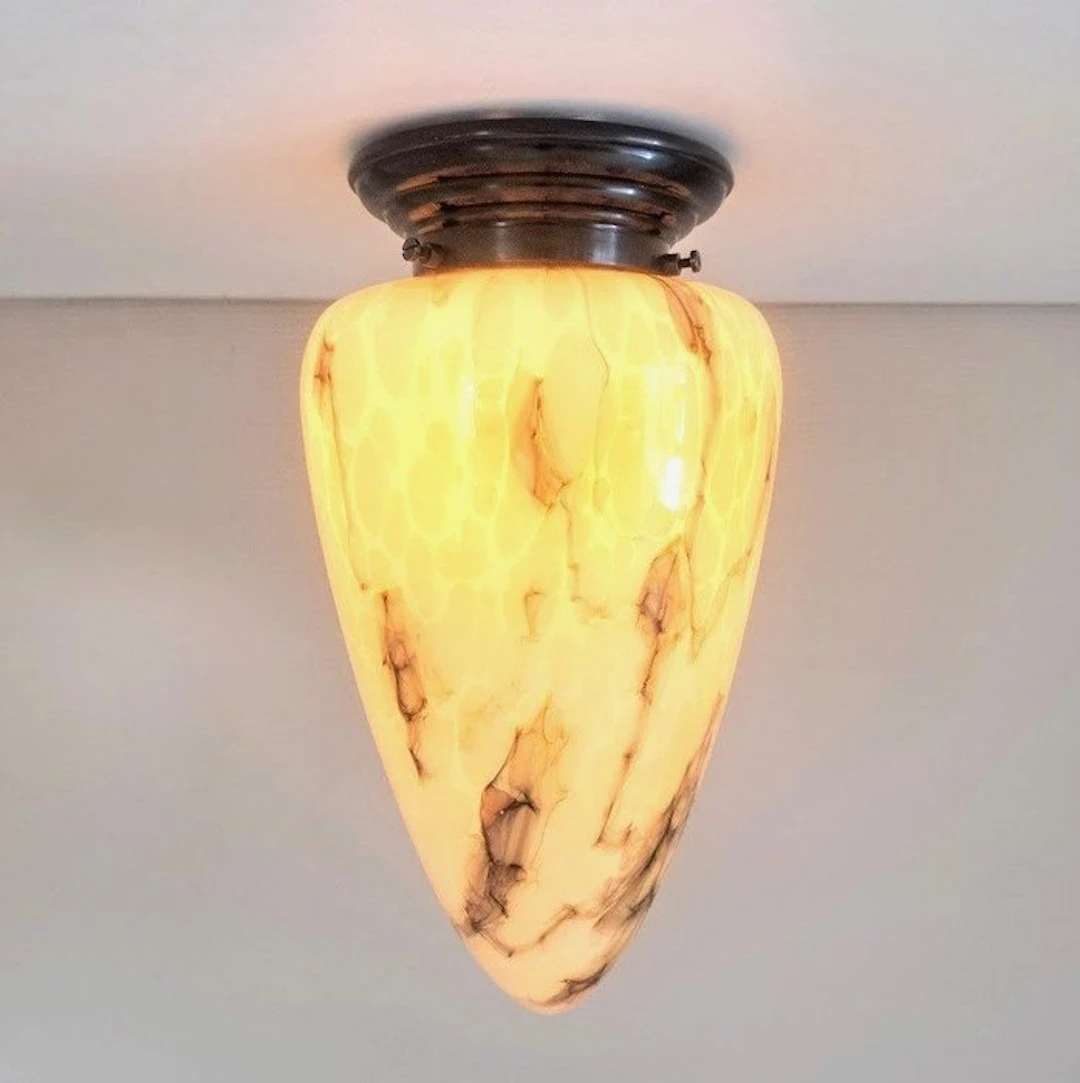 Hanging lamp - Art Deco style ceiling light - marbled glass