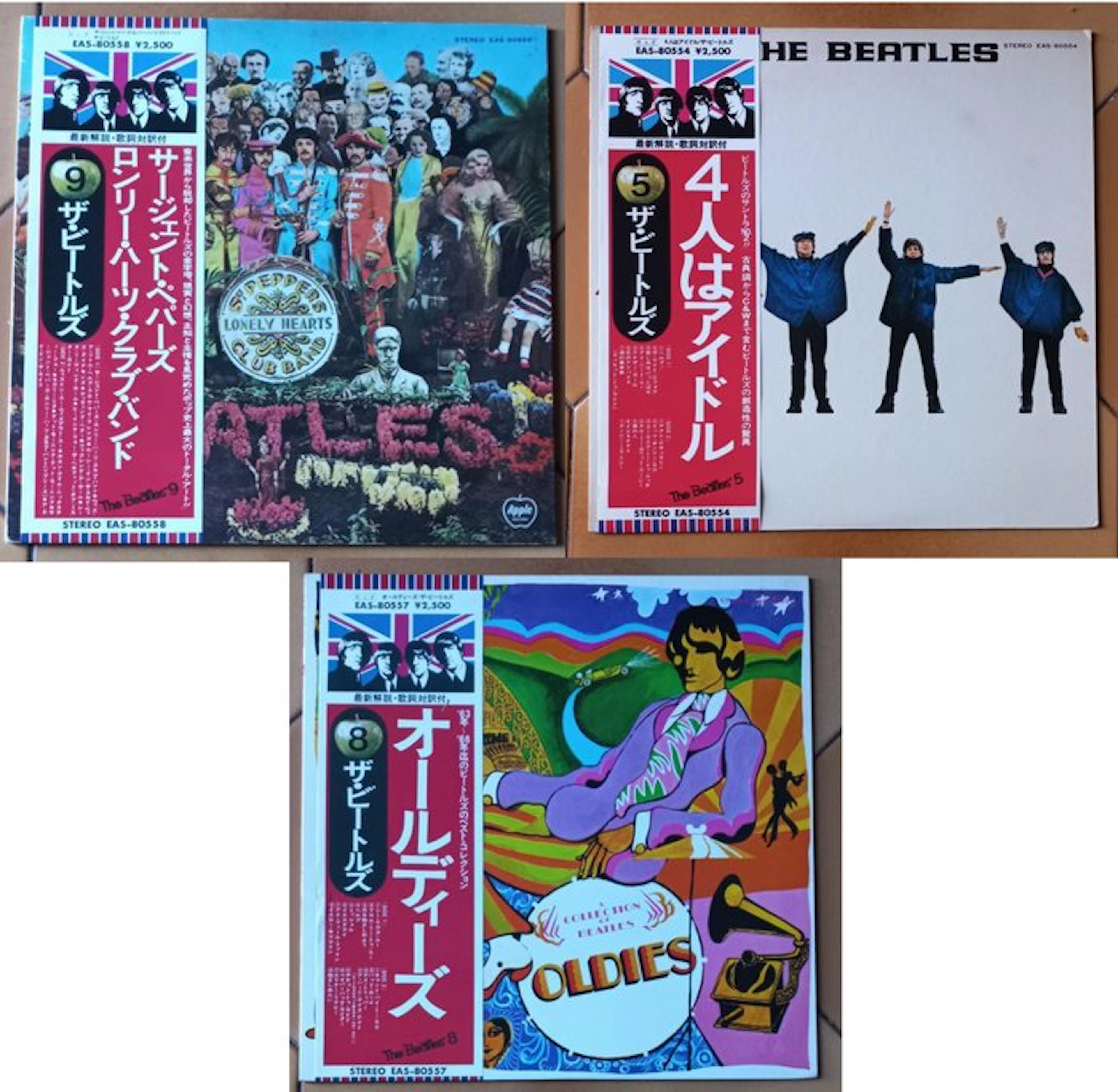 Beatles - 3 Albums - All Japan Press Country Flag OBI...