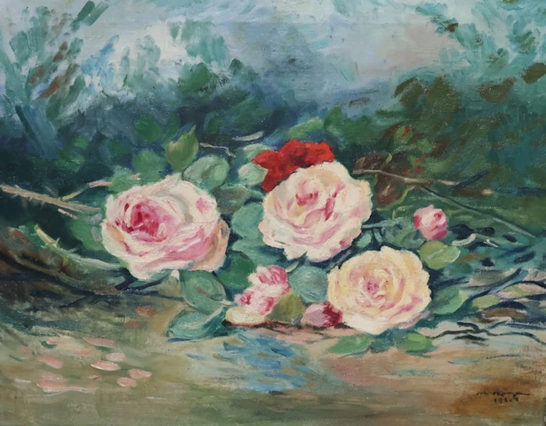 Spanish school (XX) - Composición con rosas - NO RESERVE