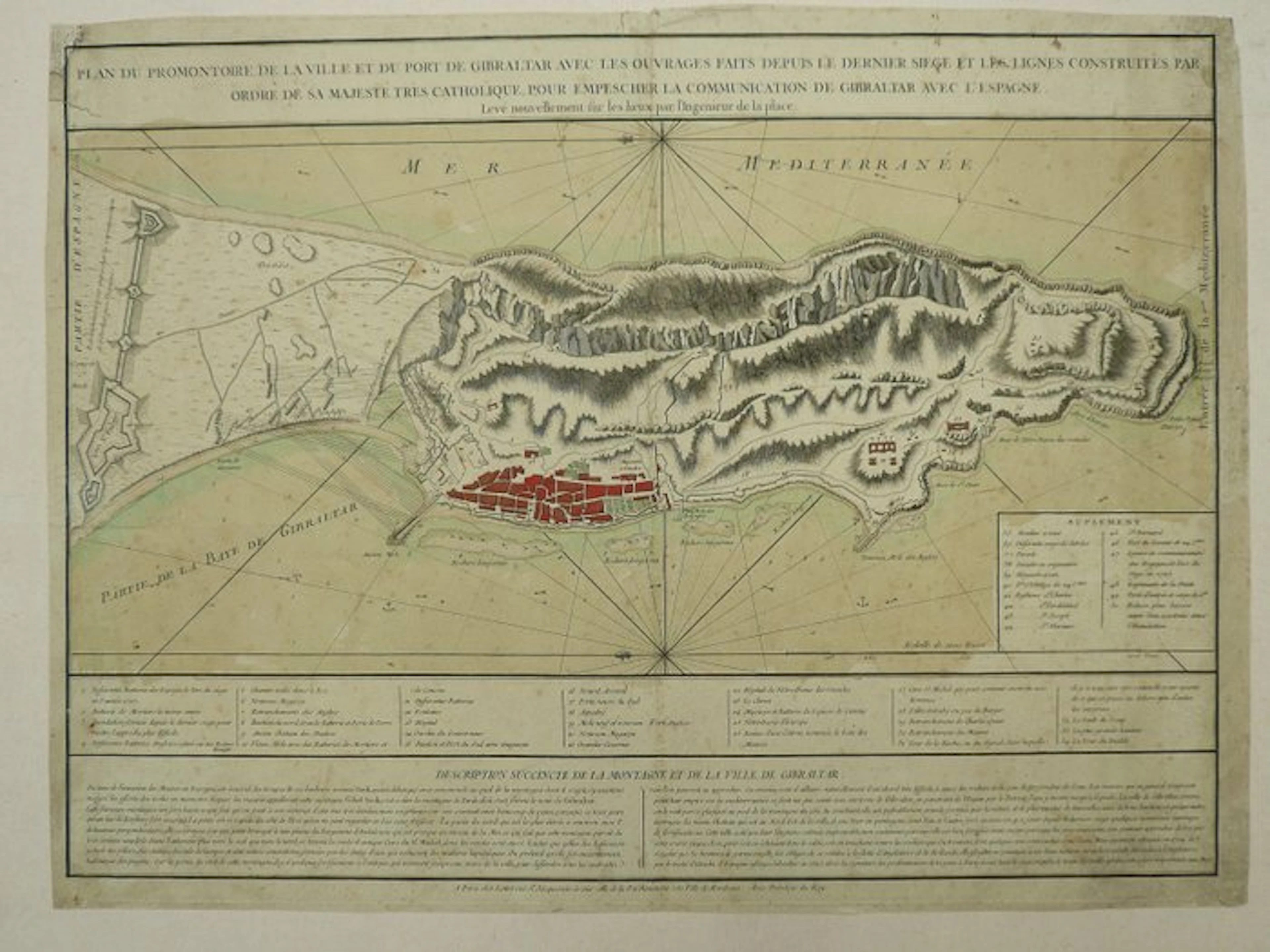 Spain - Gibraltar; Jean Lattré - Plan du promontoire de...