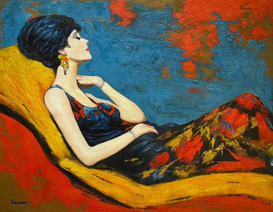 Lioren Vassari (1993) - Riposo su chaise gialla