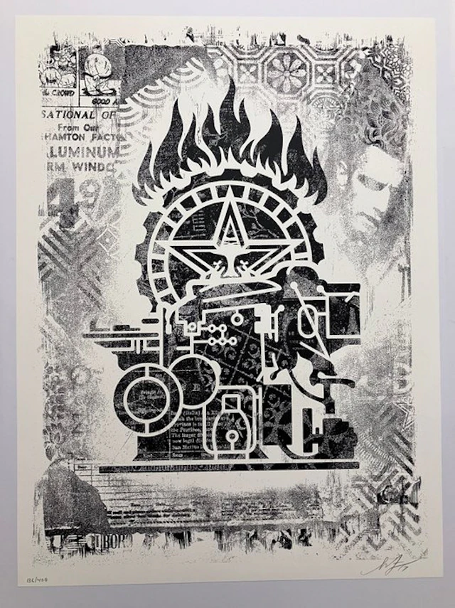 Shepard Fairey (OBEY) (1970) - Printing Press Stencil Series + Bonus Our Hands