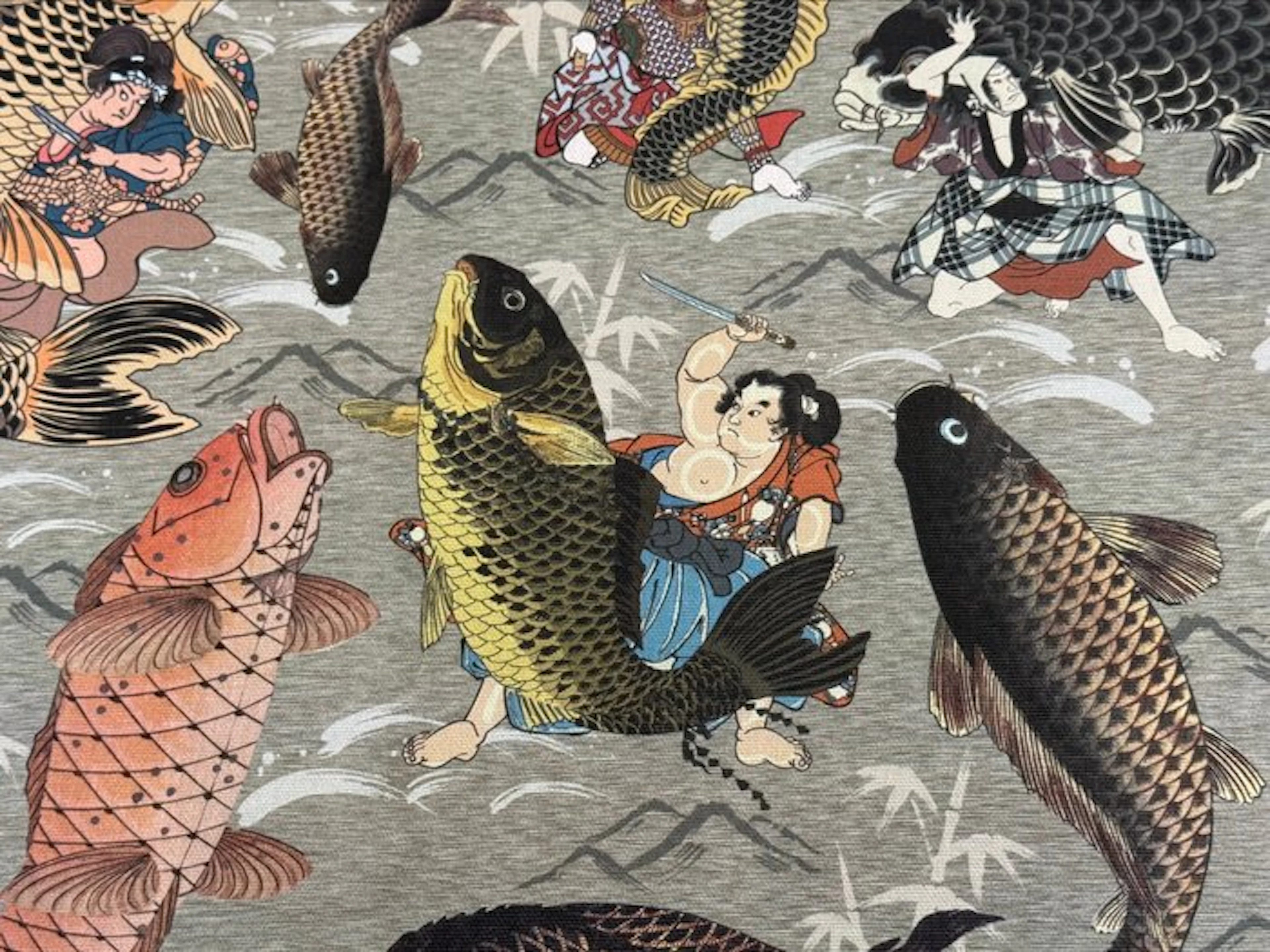 Upholstery fabric: Japanese Legends between Carps and...