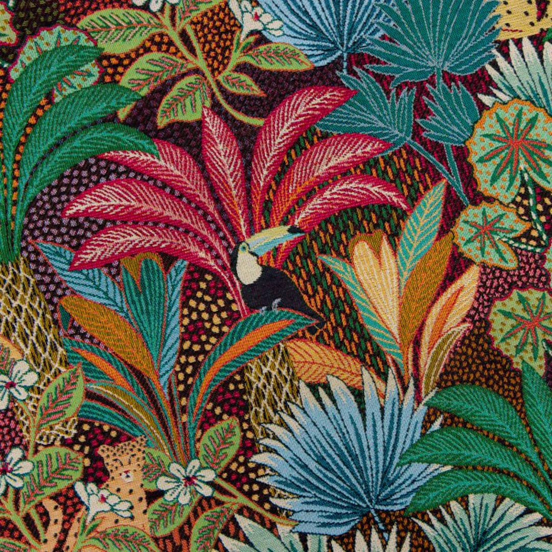 BA275 - Gobelin Fabric “Jungle Safari” – Tropical Pattern with Toucans