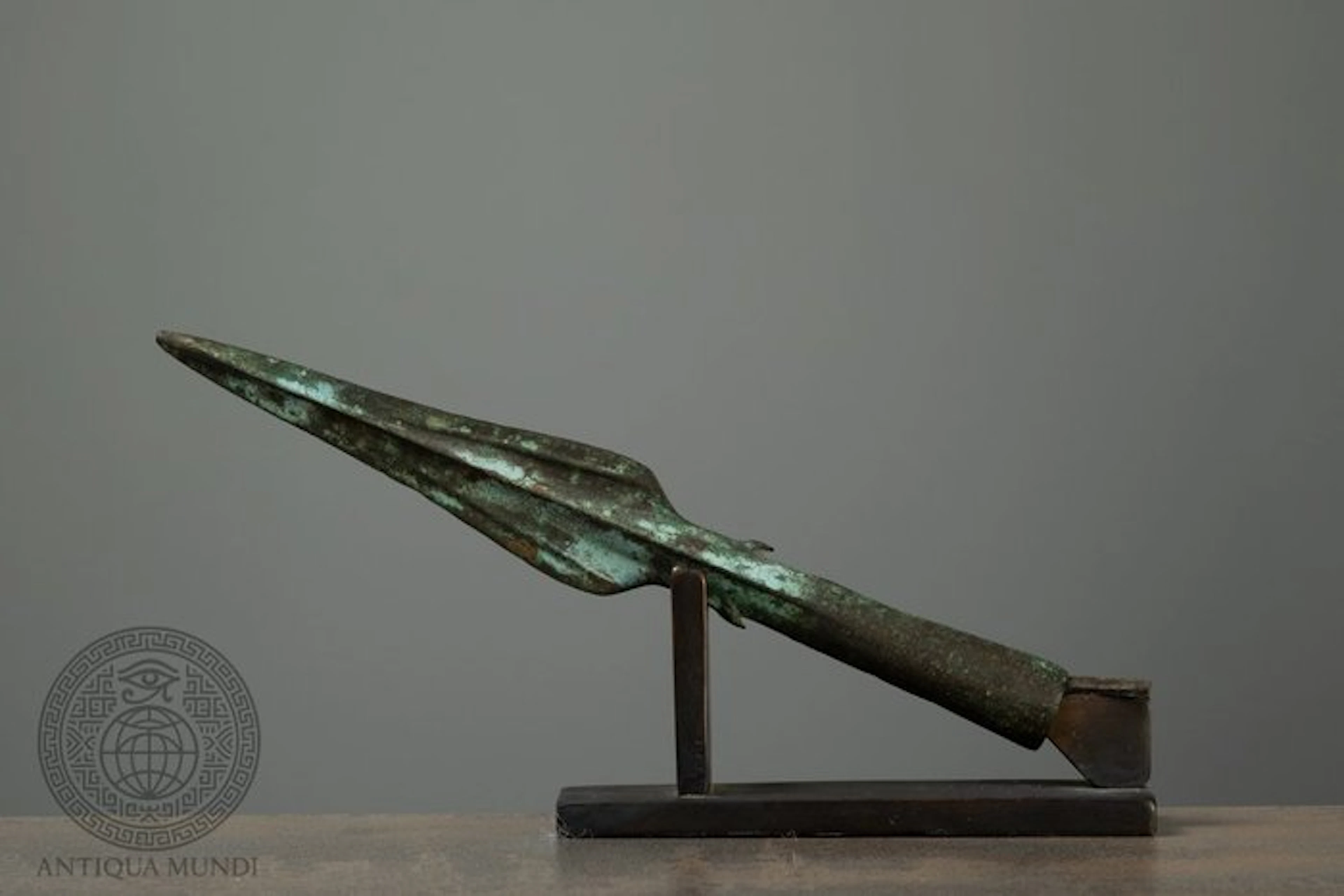 Western Asiatic Bronze Bronze Spearhead with Central Rib and Small
