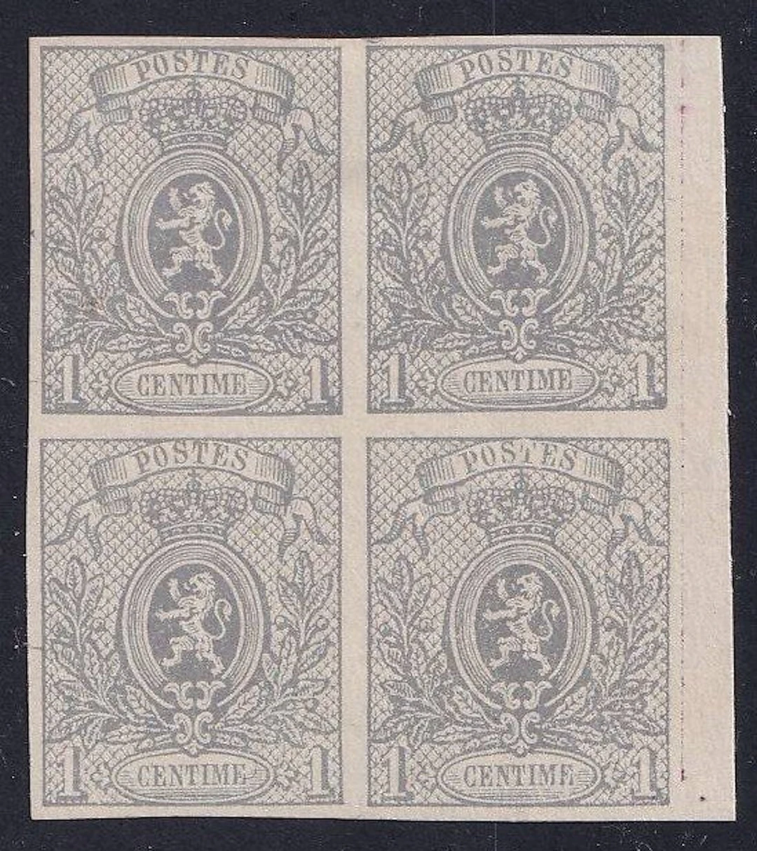 Belgium 1867 - Small Lion - 1c light gray never hinged