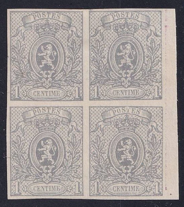 Belgium 1867 - Small Lion - 1c light gray never hinged