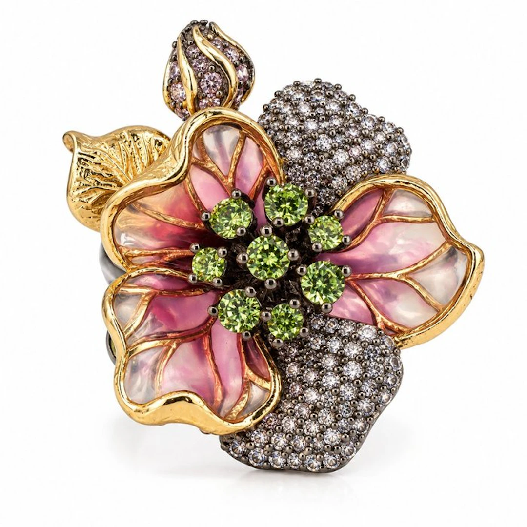 No reserve price - Ring Gold-plated, Silver - Zircon - Exclusive edition