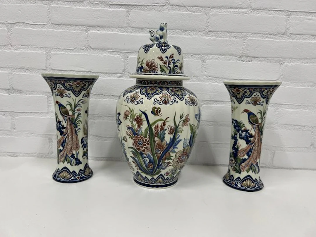 Boch Frères - Vase (3) - Cabinet set - Ceramic - Old Rhodes