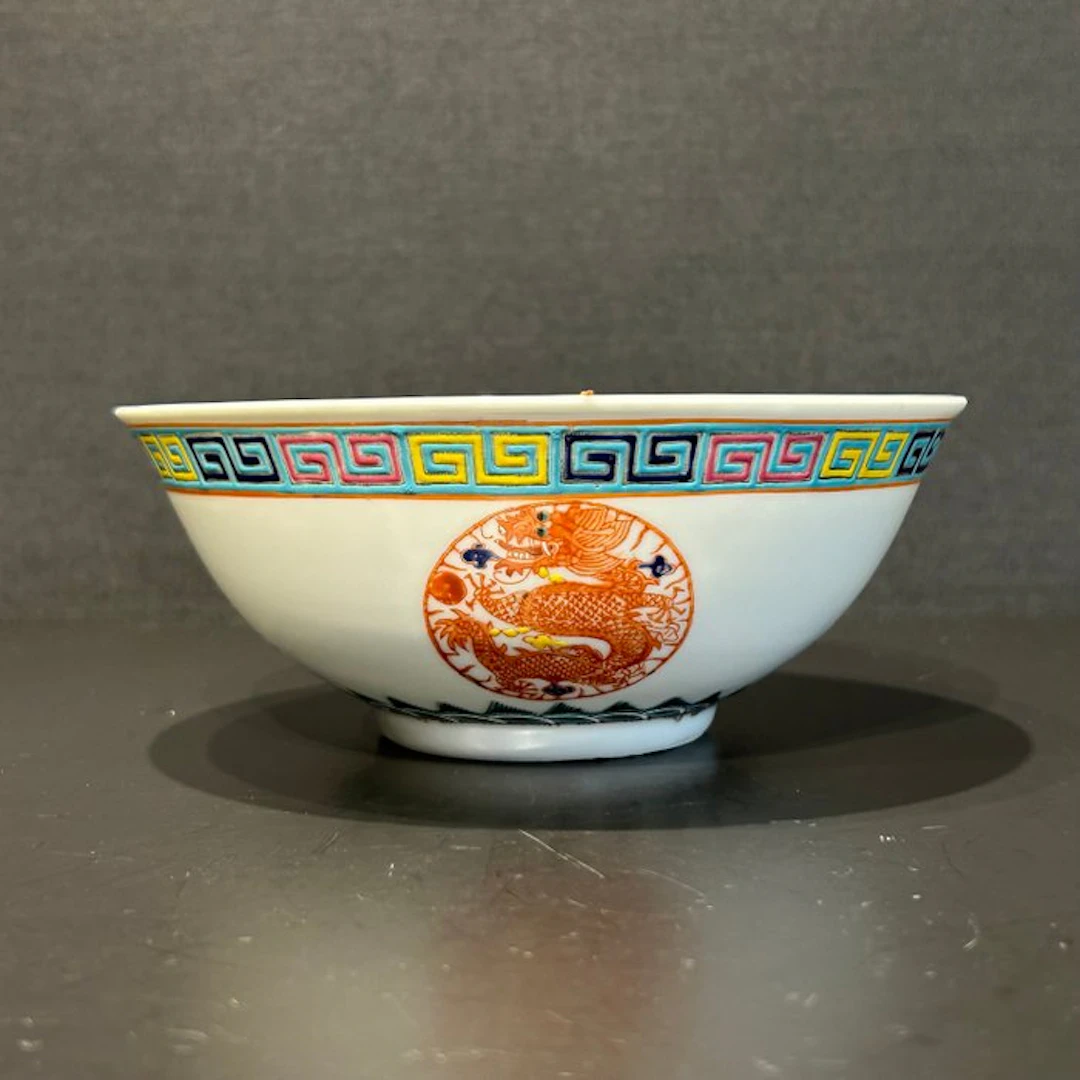 Bowl - Porcelain - Five-color dragons, come.
