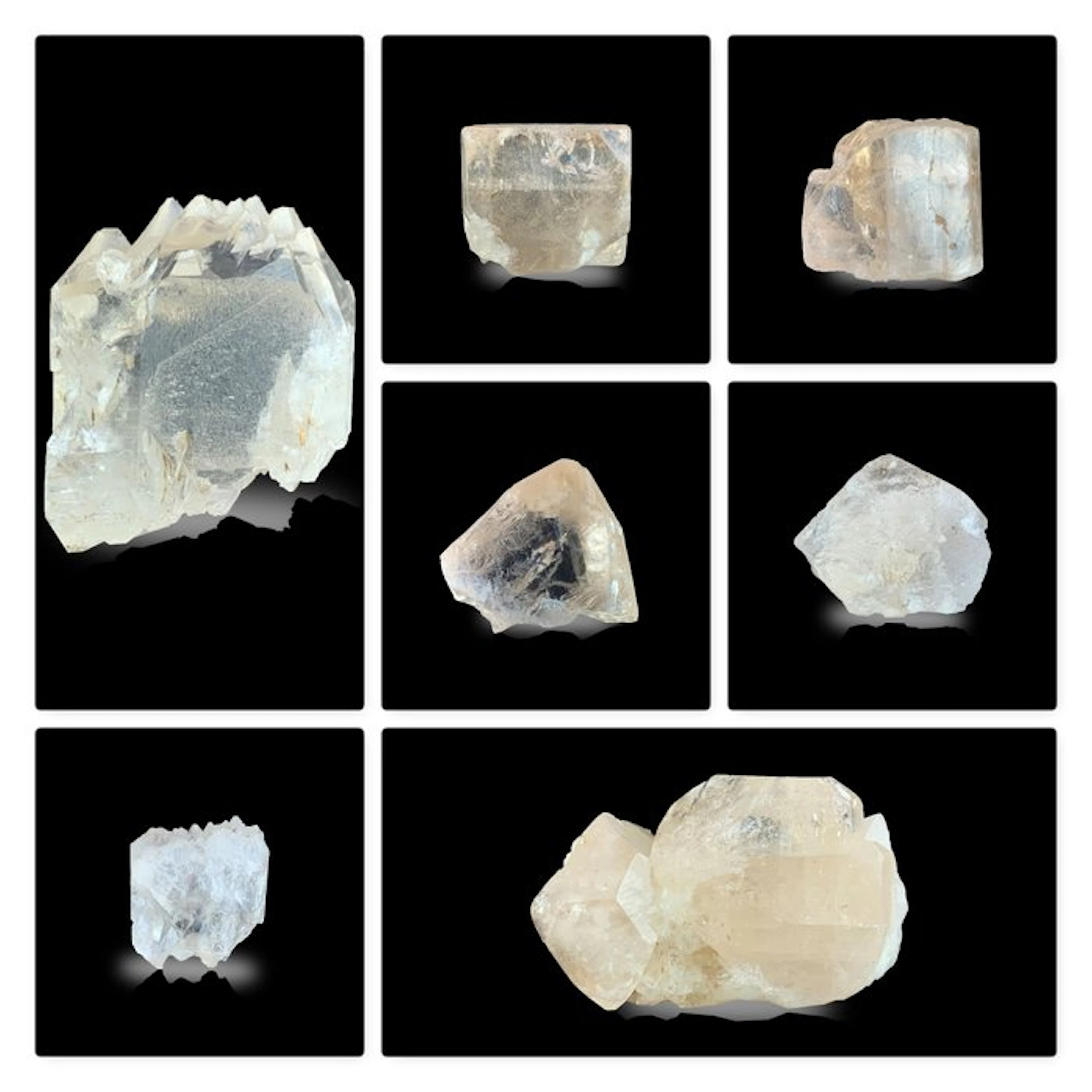 Colorless Topaz Crystal Specimens – Collector Mineral Lot- 269 g - (7)
