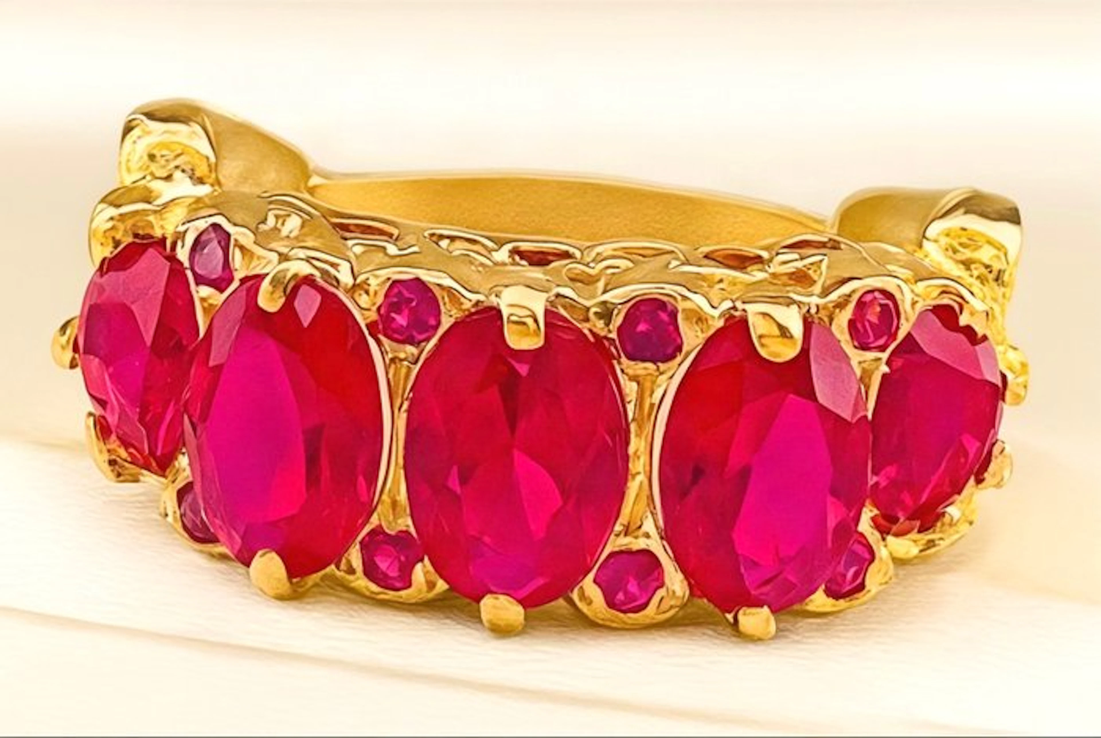 No reserve price - Ring - 9 kt. Yellow gold, Silver Ruby - Ruby