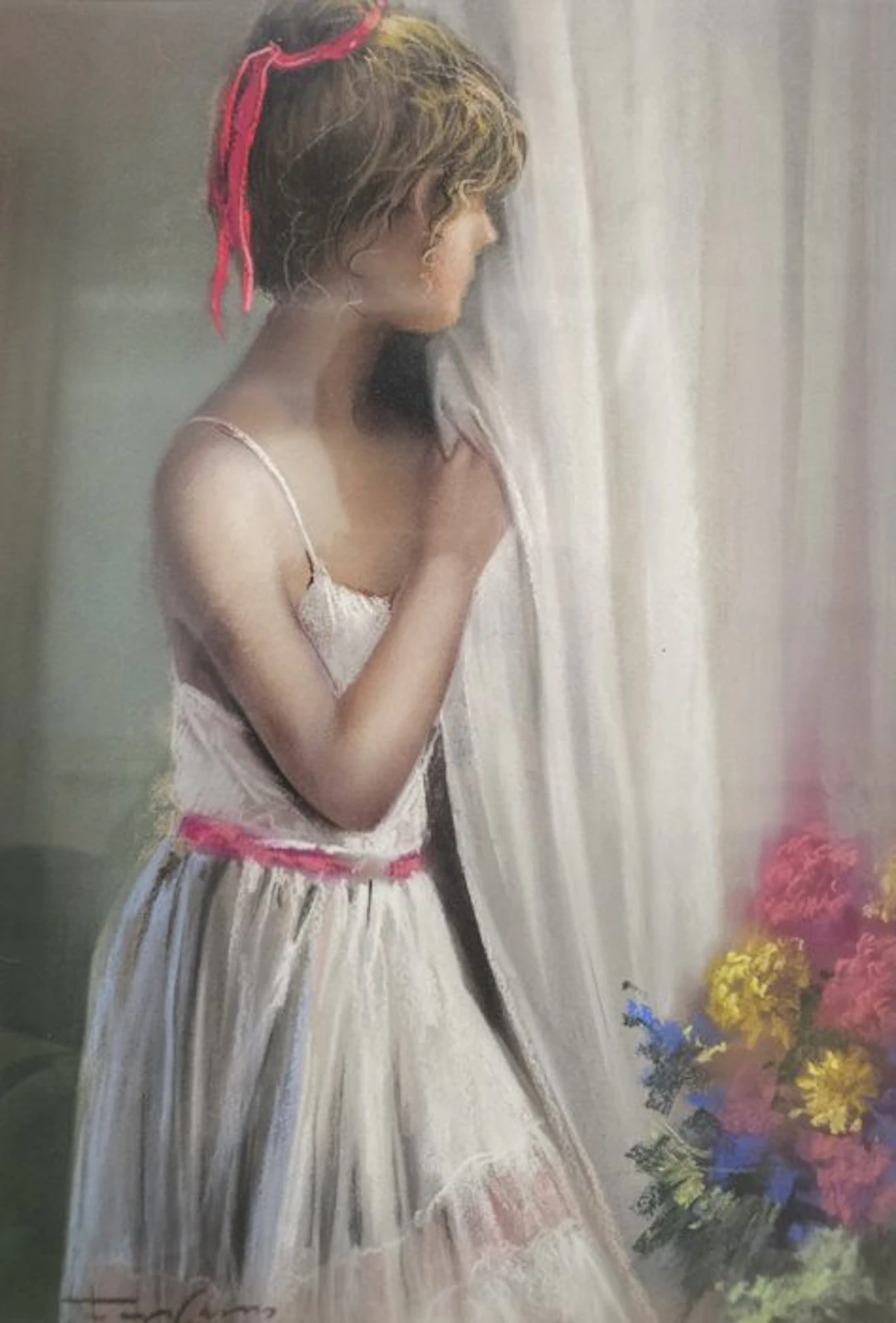European School (XX) - Young Girl by the Curtain