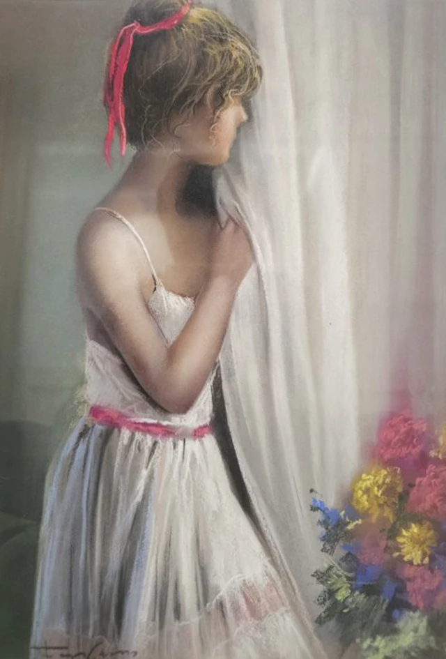 European School (XX) - Young Girl by the Curtain