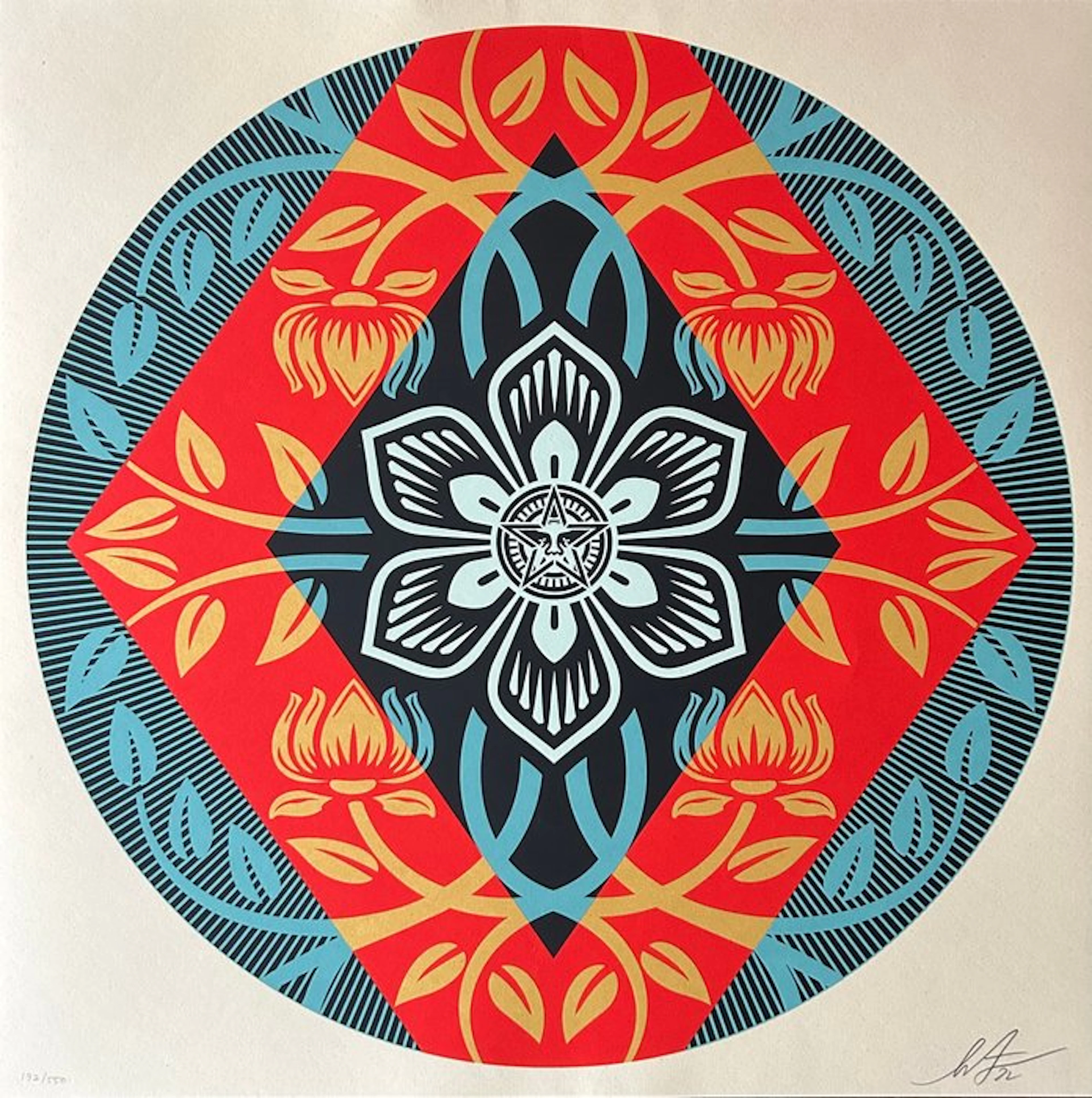 Shepard Fairey (OBEY) (1970) - OBEY DIAMOND FLOWER ROUND - Little Damaged