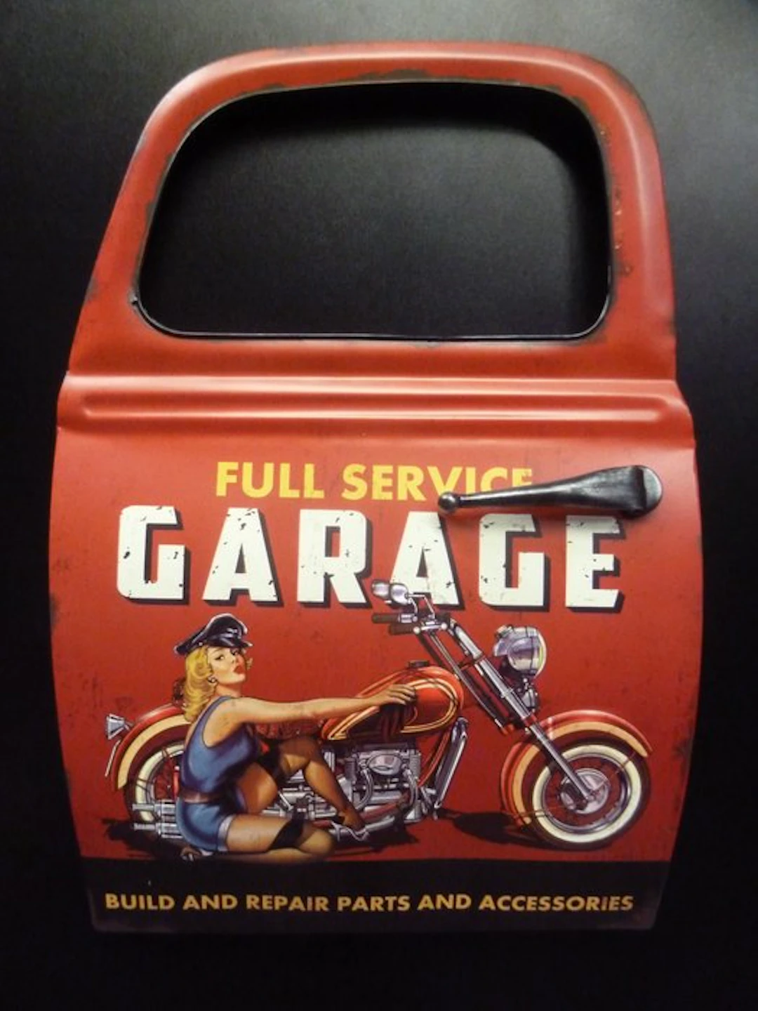 Sign - Service Garage 3-D Car Door Tin Sign Pin Up Biker...