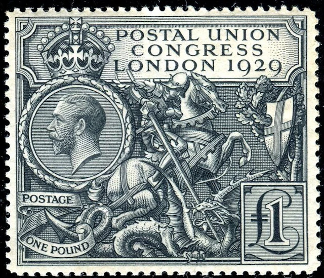 Great Britain 1929 - George and the Dragon, £ 1 Black - SG 438