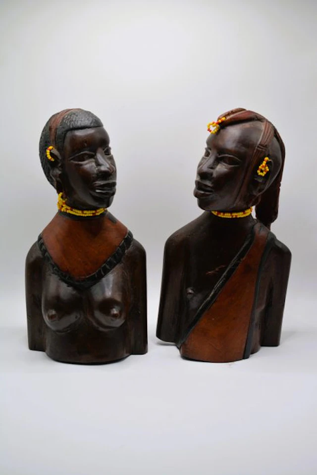 Bust, Pareja de bustos Masai - 25 cm - Wood