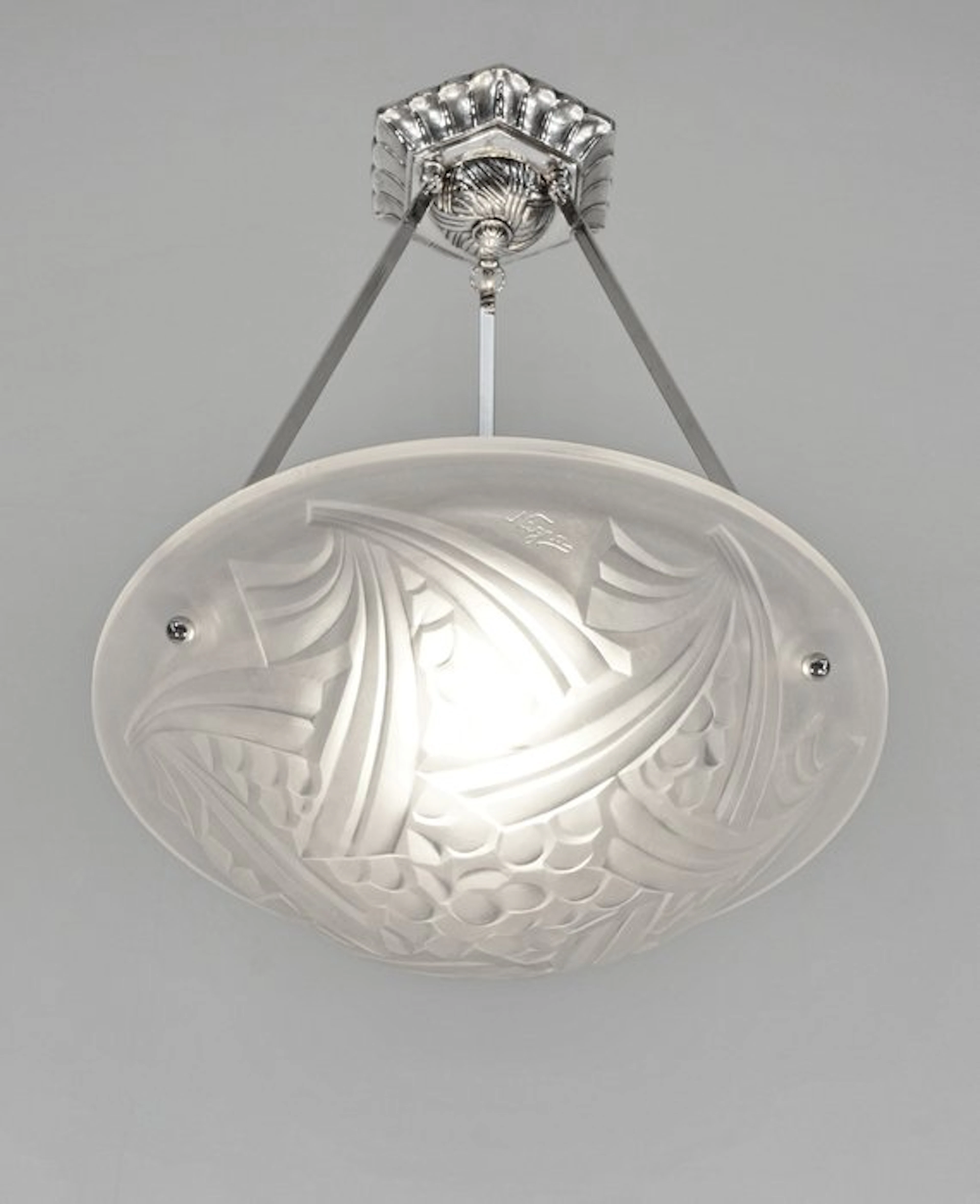 Degue - French art deco pendant light - Chandelier...