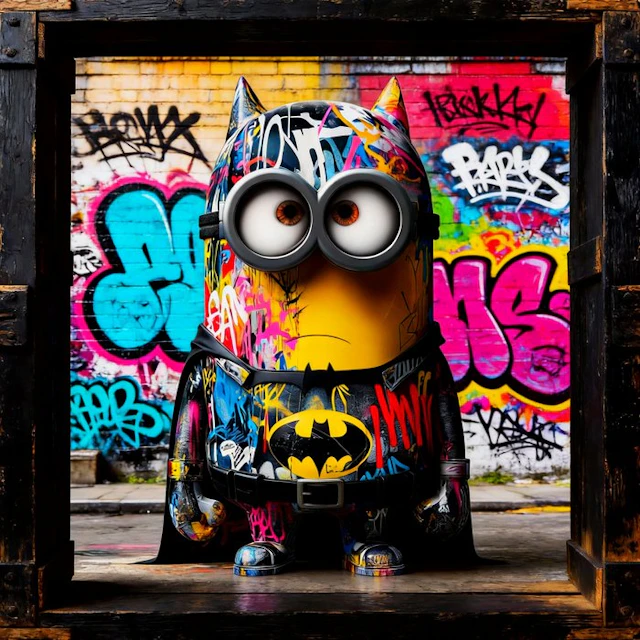 Urban3DArt (1971) - Minion Batman Love Limited Edition art numérique mixte