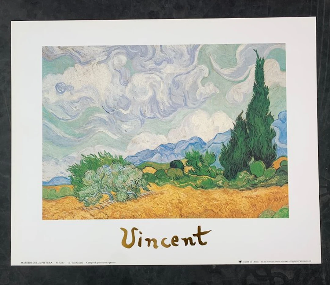 Vincent van Gogh - Cornfield with cypresses, 1889 - Artprint - 24 x 30 cm