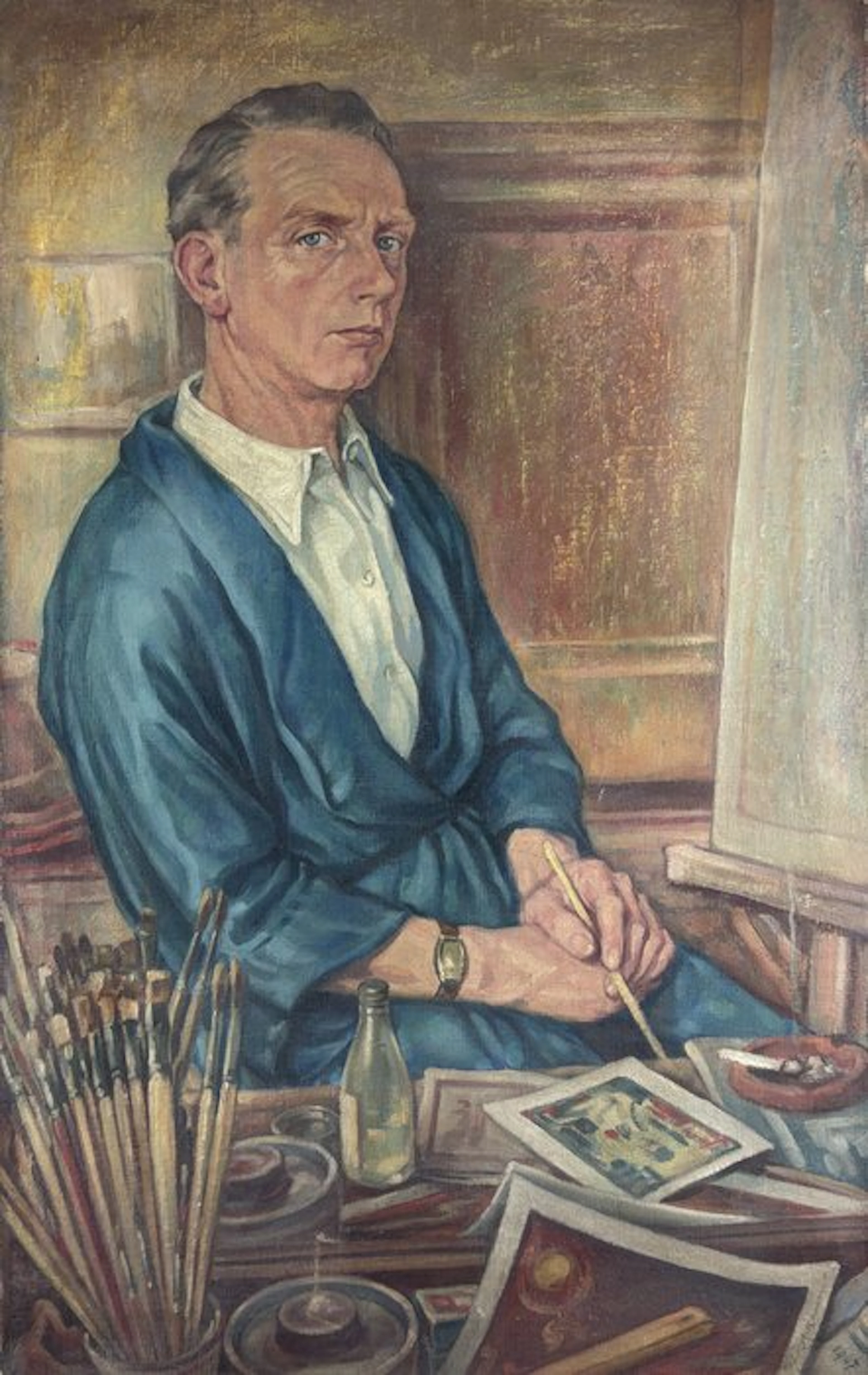 Wilm Rohkamm (XX) - Selbstbildnis (?) im Atelier