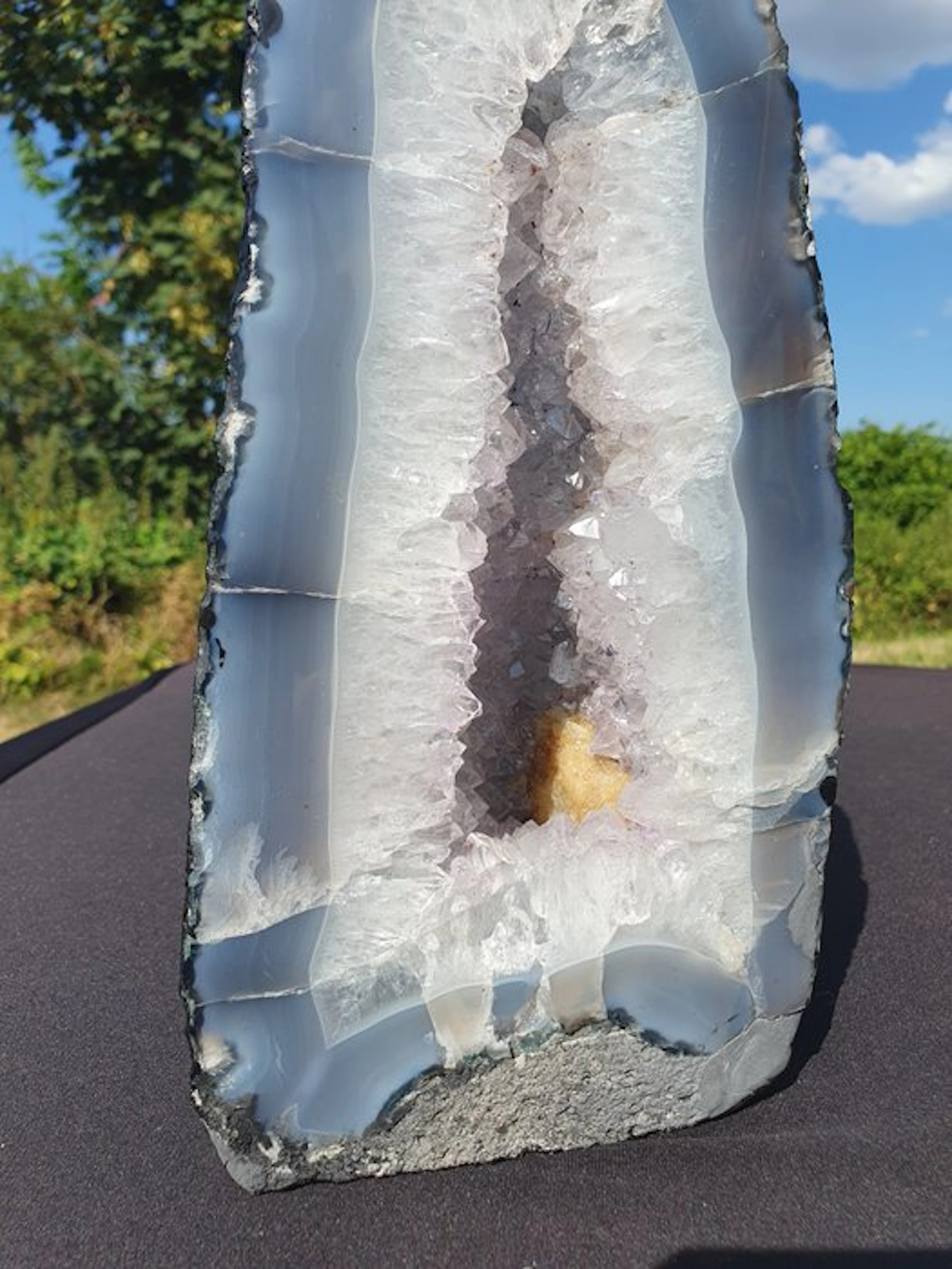 Large Amethyst & Banded Agate Cathedral Geode with...