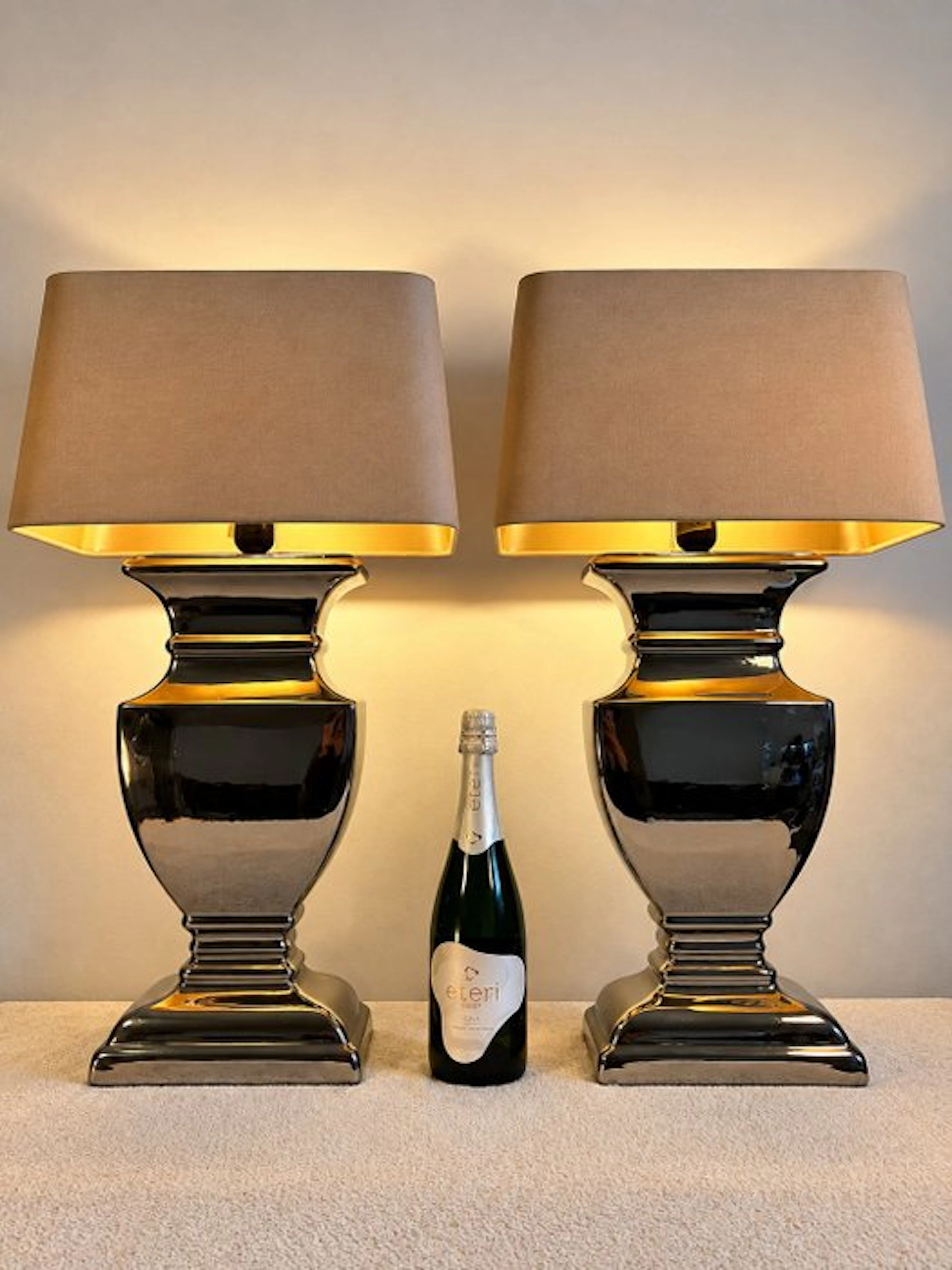 Table lamp (2) - Metal, Chrome - XXL Castle lamp