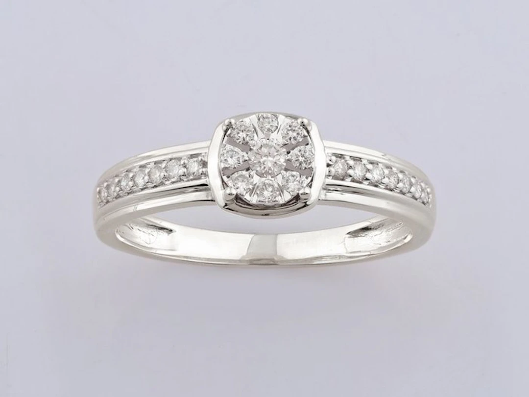 Ring - 14 kt. White gold - 0.20ct. tw. Diamond (Natural)