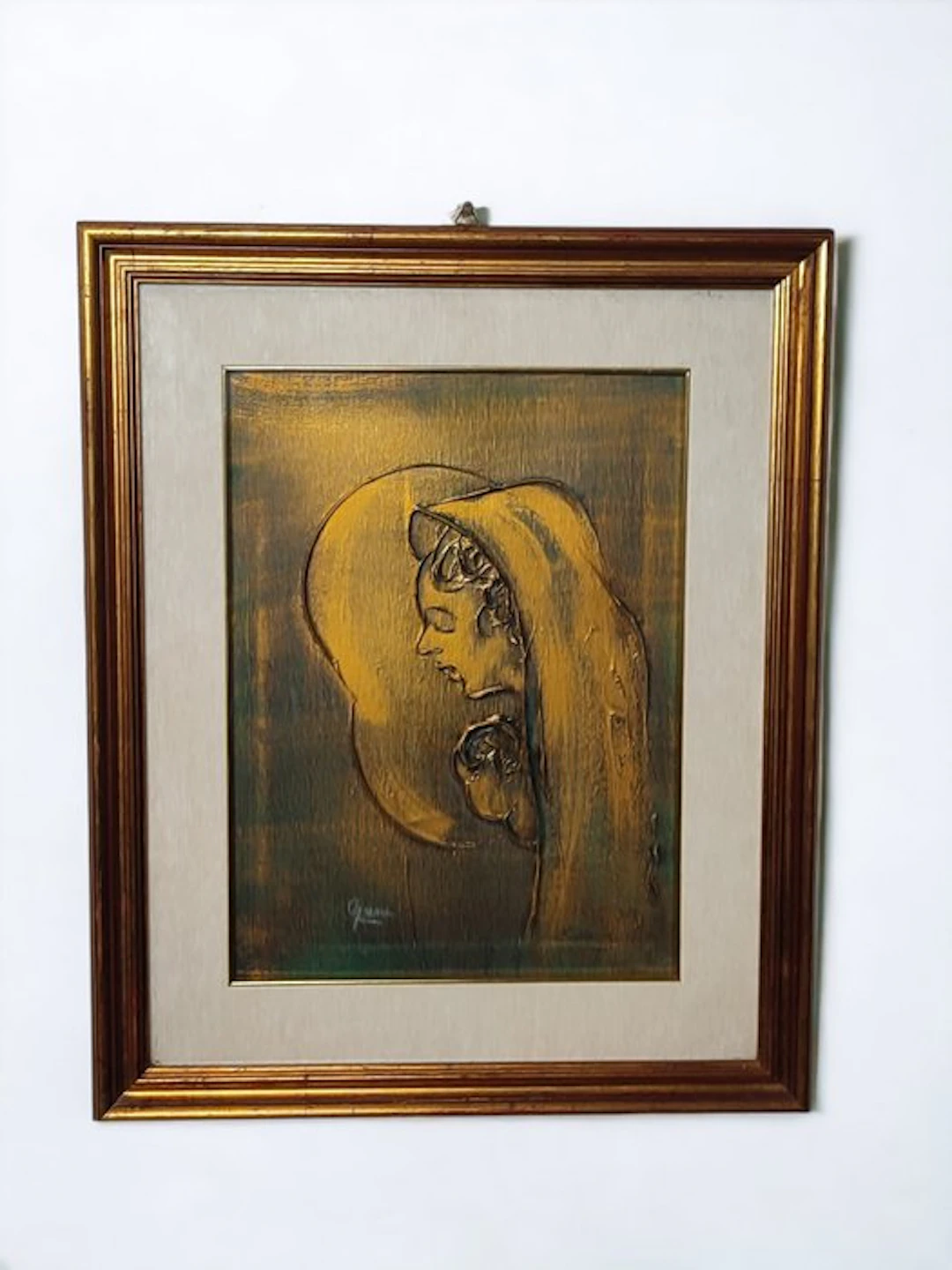 Gama- polimaterica in rilievo su sfondo oro- certificato - Madonna con bambino