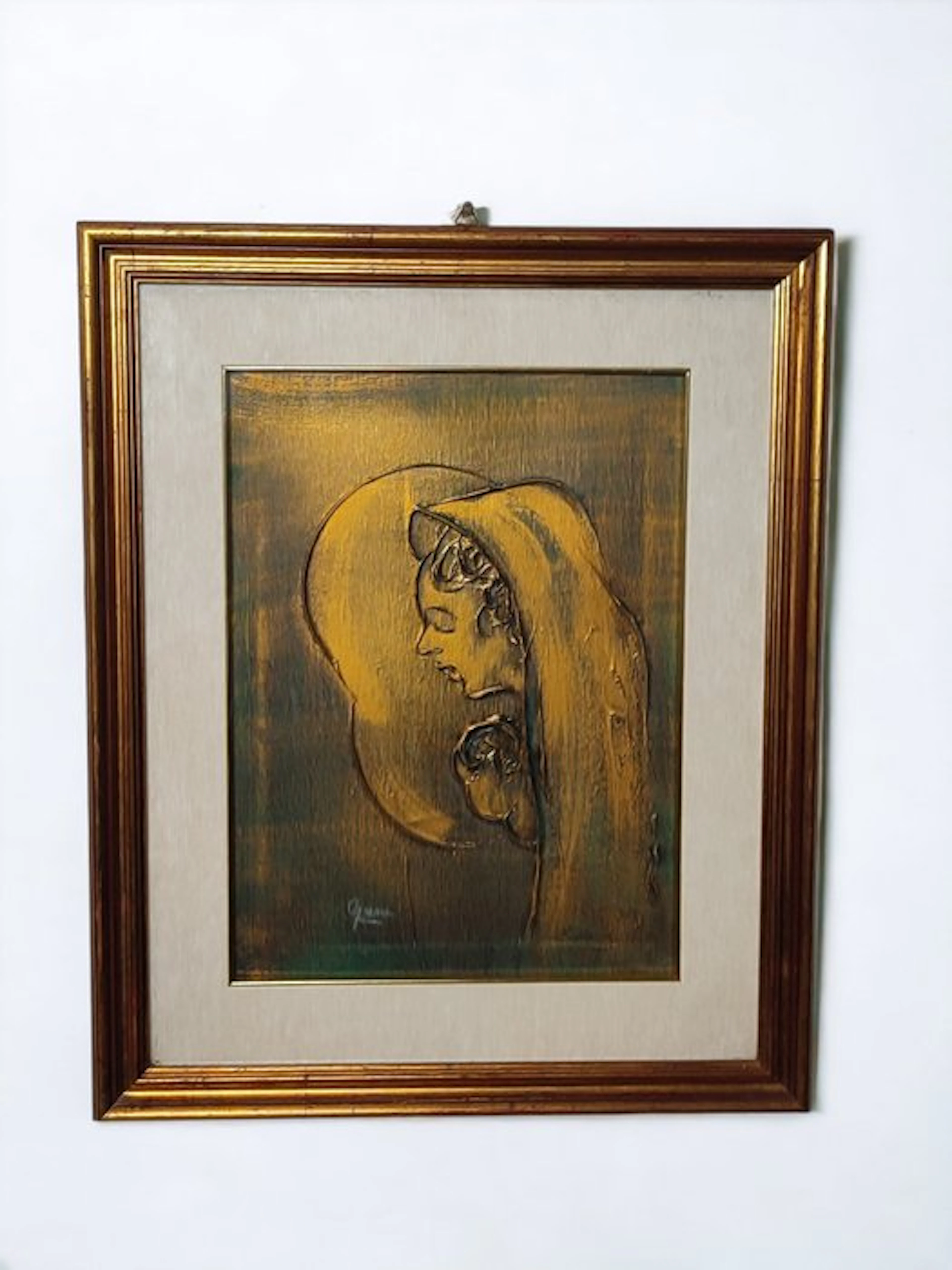Gama- polimaterica in rilievo su sfondo oro- certificato - Madonna con bambino