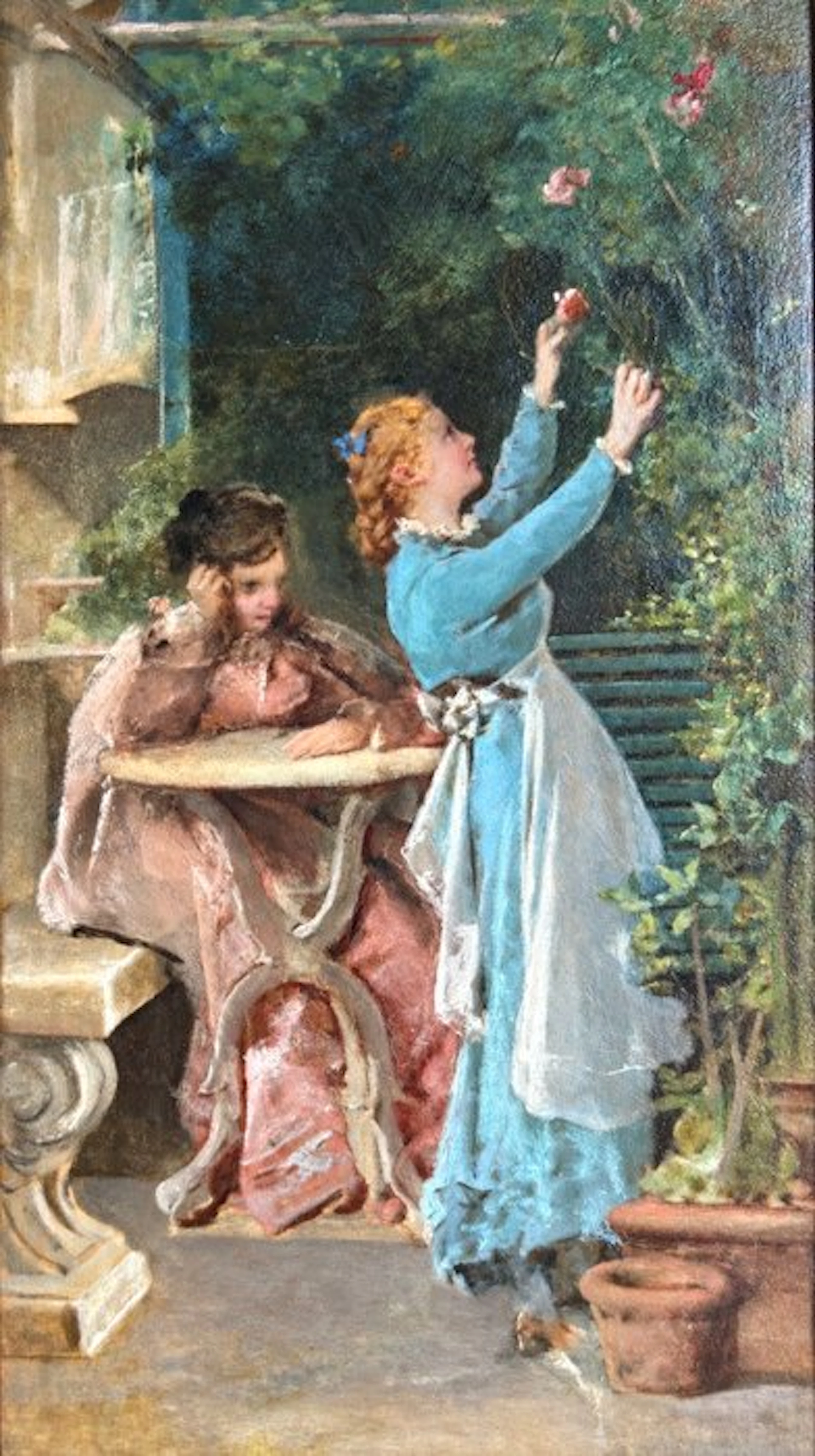 Michele Tedesco (1834-1917), Attrib. - Nel giardino - La raccolta delle rose