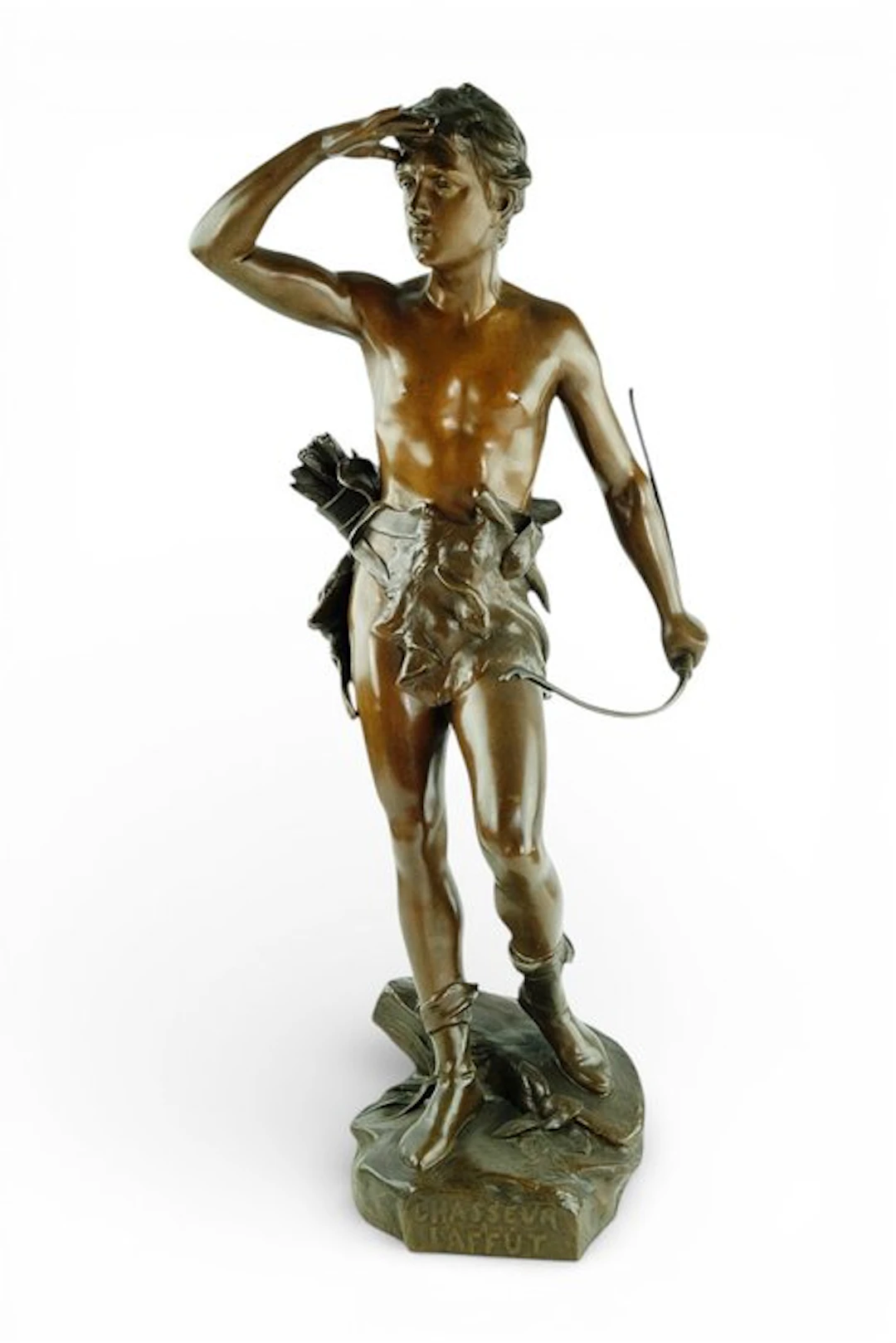 Eugène Marioton (1854-1933) - Sculpture, Chasseur à l’Affût - 56 cm - Bronze