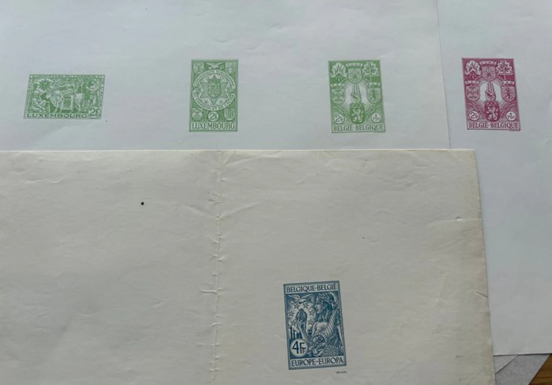 Belgium 1956/1957 - Proofs of five rejected designs 'EUROPA' and 'VVVK'