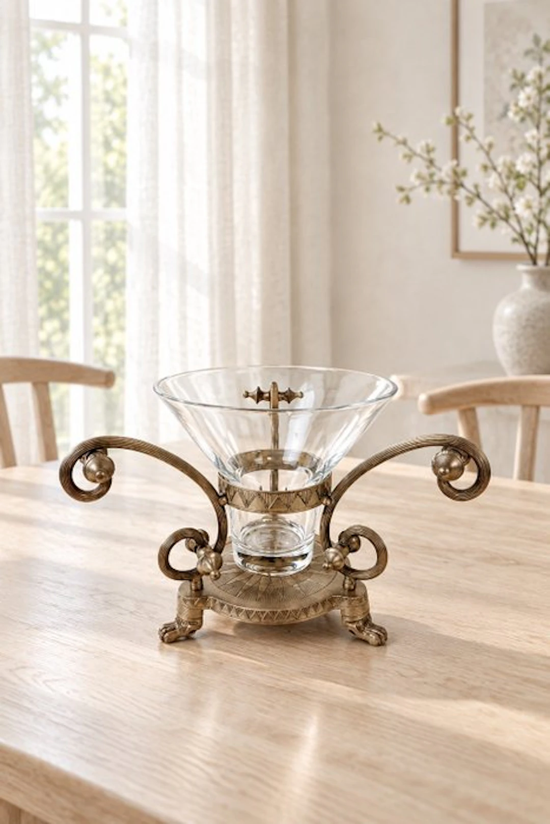 Epergne - Art Deco table épergne / Centerpiece with glass...