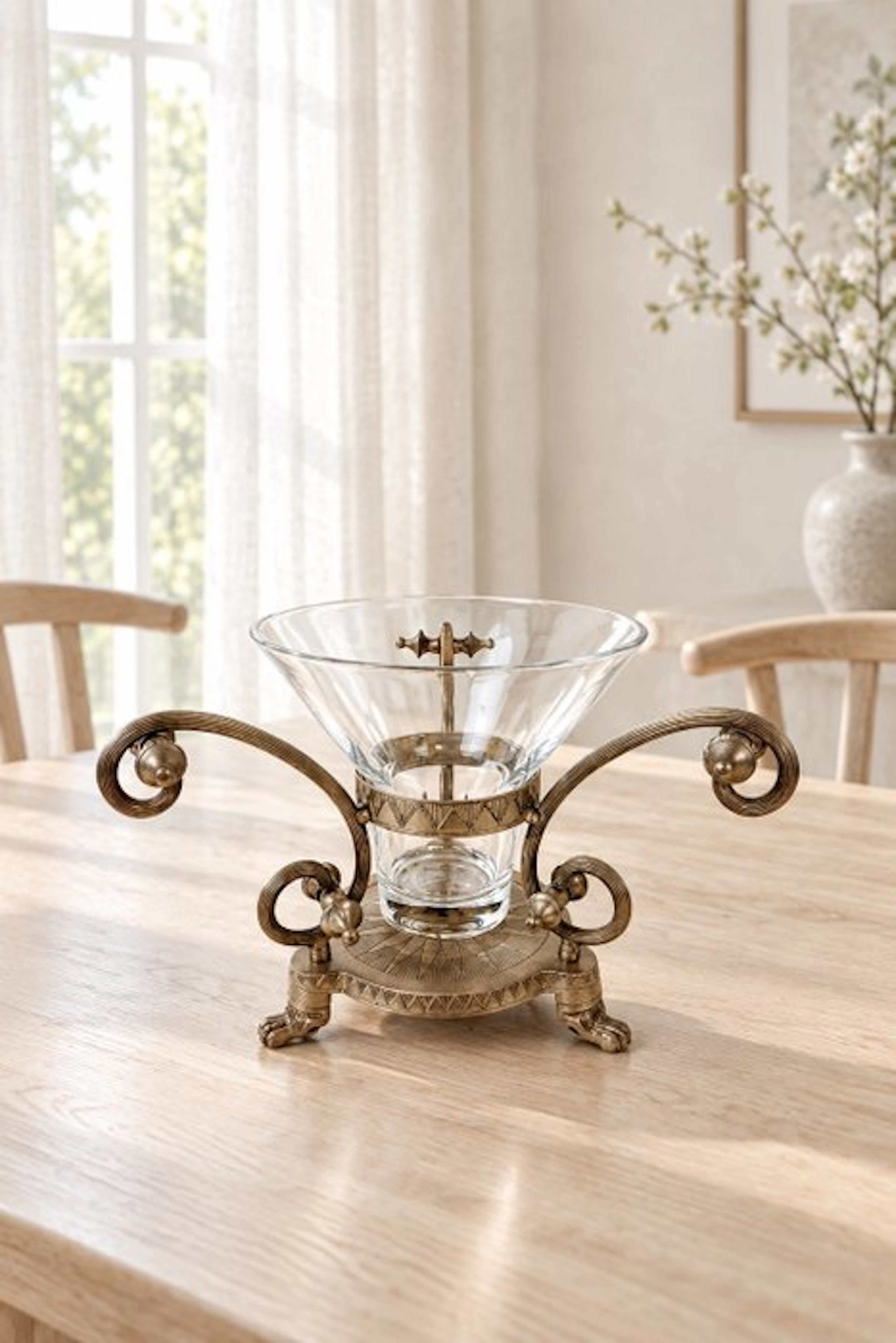 Epergne - Art Deco table épergne / Centerpiece with glass...