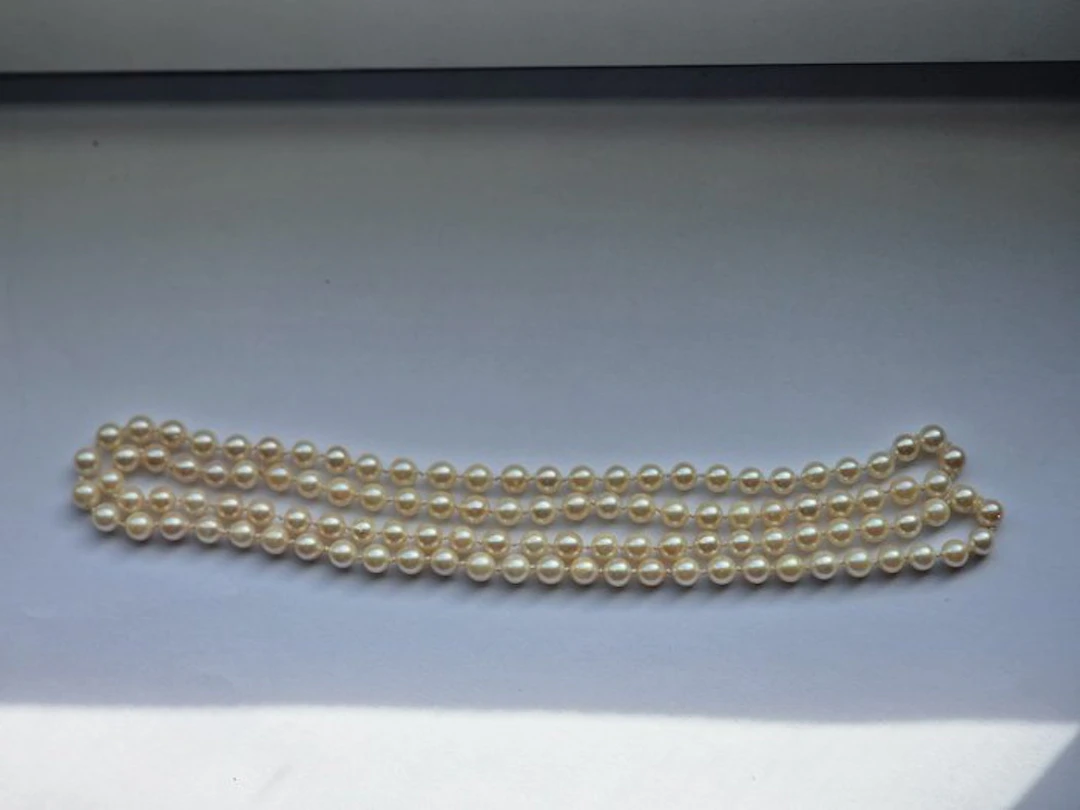 No reserve price - String of beads Silk Pearl - Lange Akoya cultured pearl