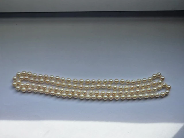 No reserve price - String of beads Silk Pearl - Lange Akoya cultured pearl