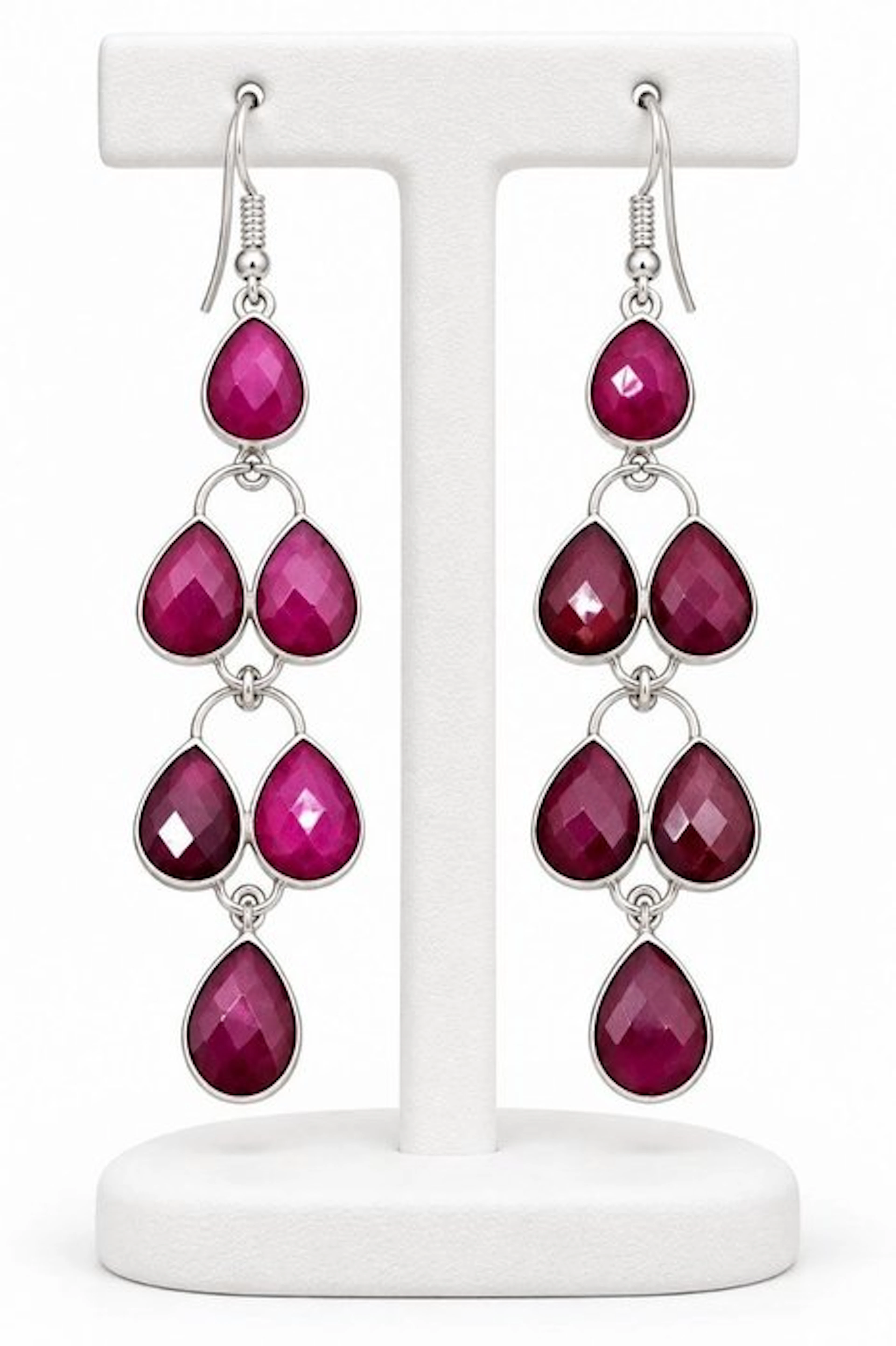 High-Quality natural ruby teardrop earrings from Thailand - Earrings - Earrings