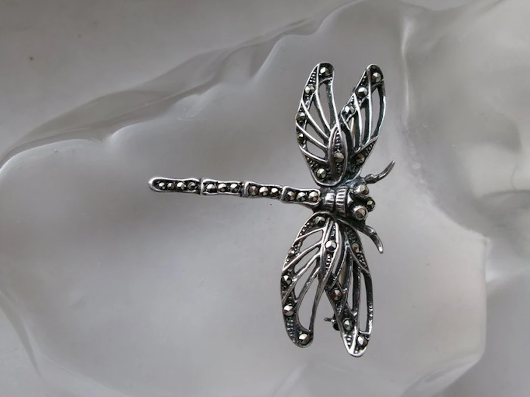 Silver, Marcasites - Brooch - Art Nouveau Style