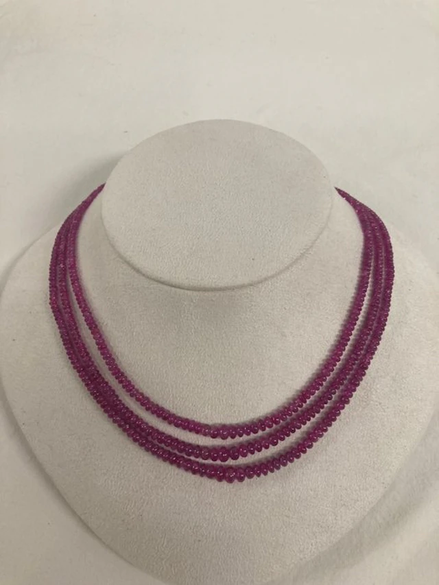 Three-row Ruby Necklace - India - 20th century