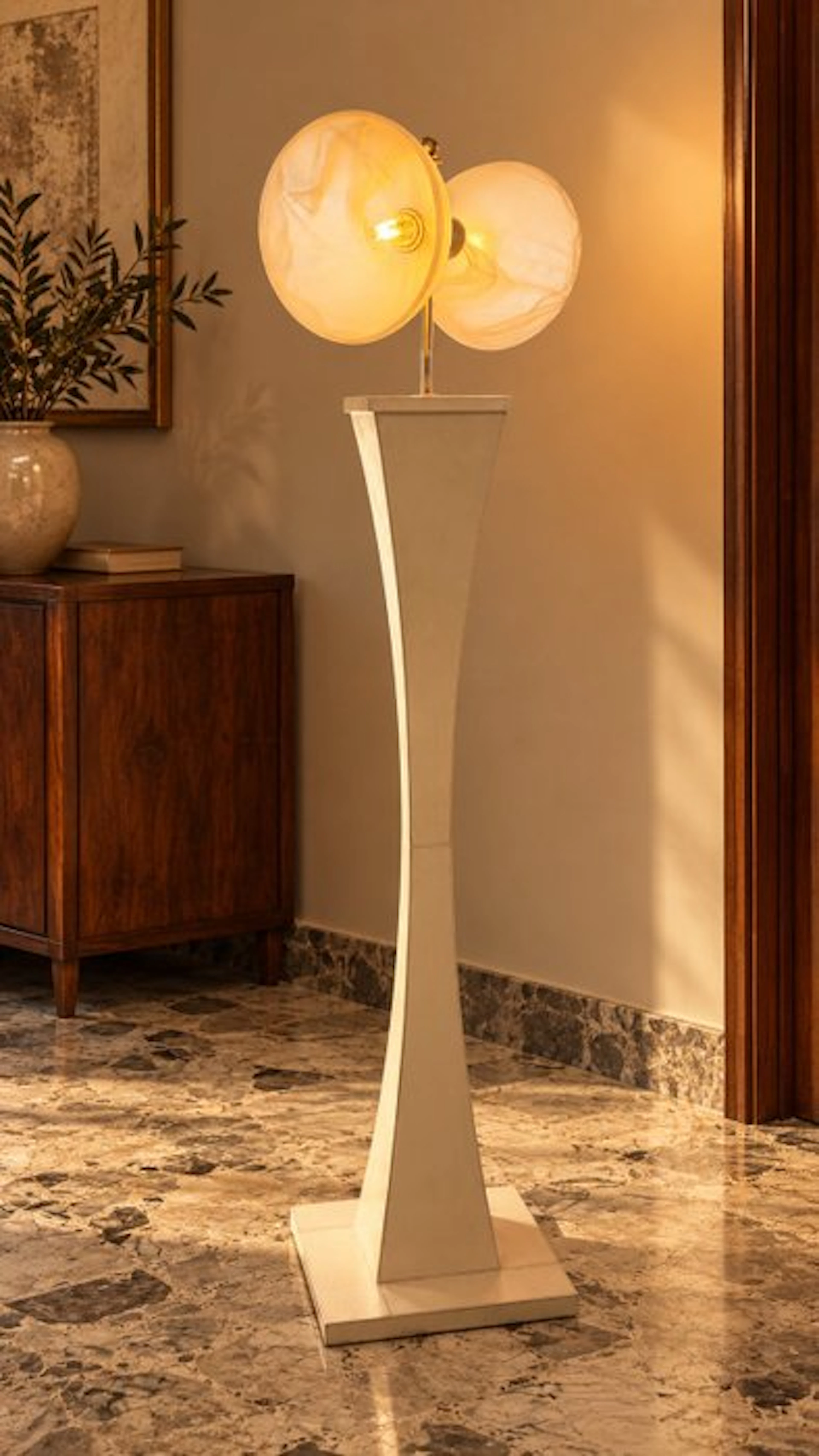 Floor lamp - Metal, Leather - Memphis-style lamp