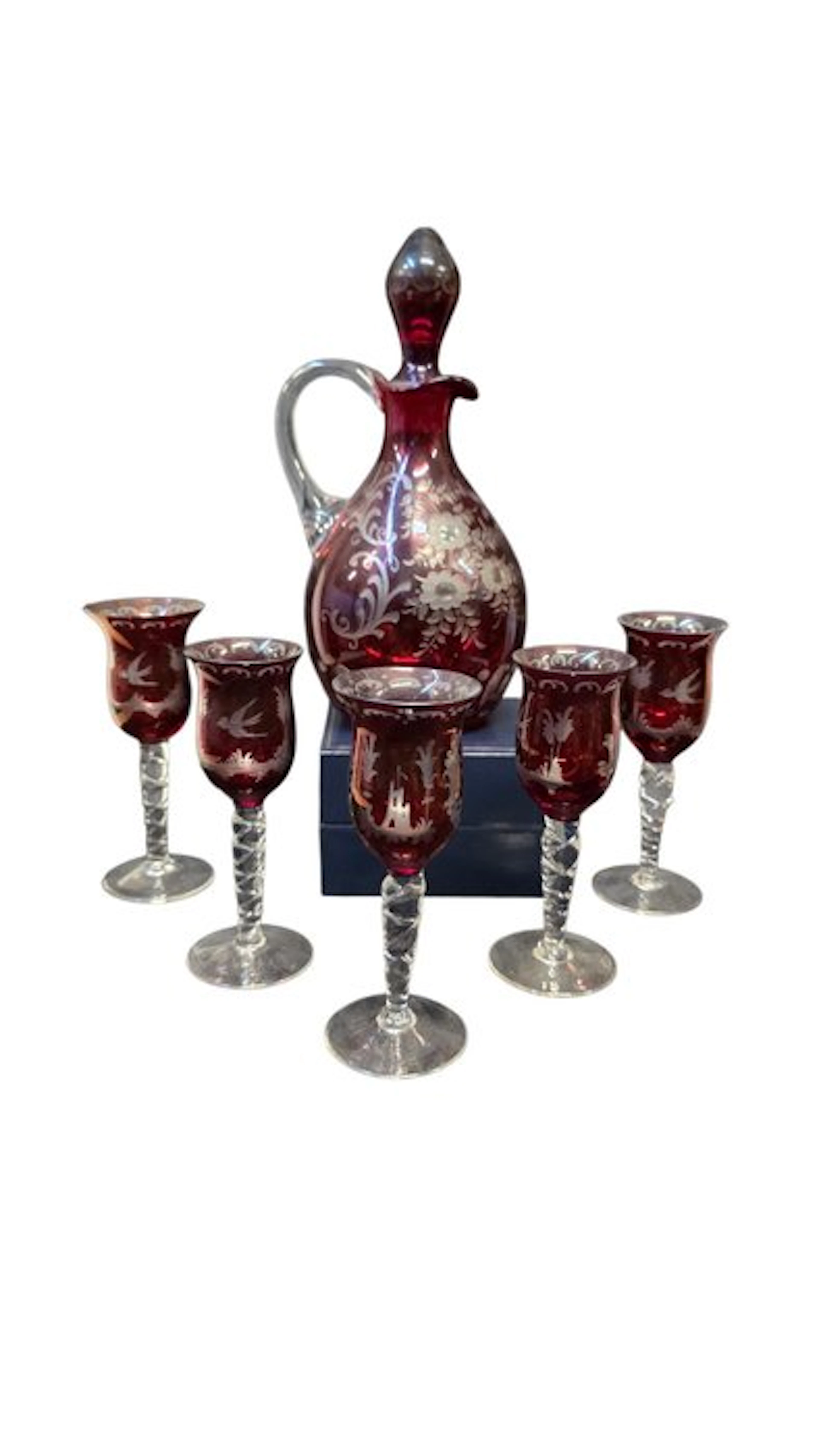 Carafe (6) - Crystal - Bohemian crystal decanter set