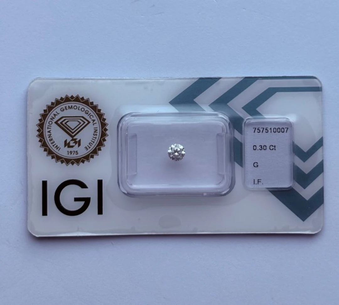 1 pcs Diamond (Natural) - 0.30 ct - Round - G - IF...