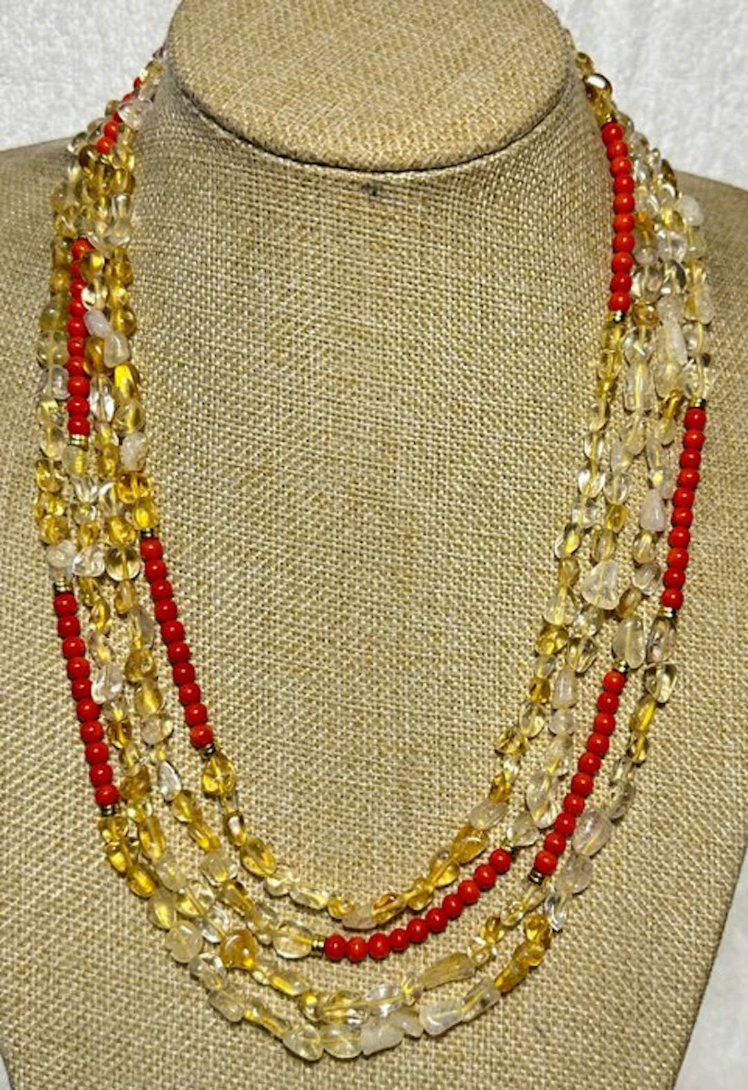 Natural Citrine and Natural Orange Coral