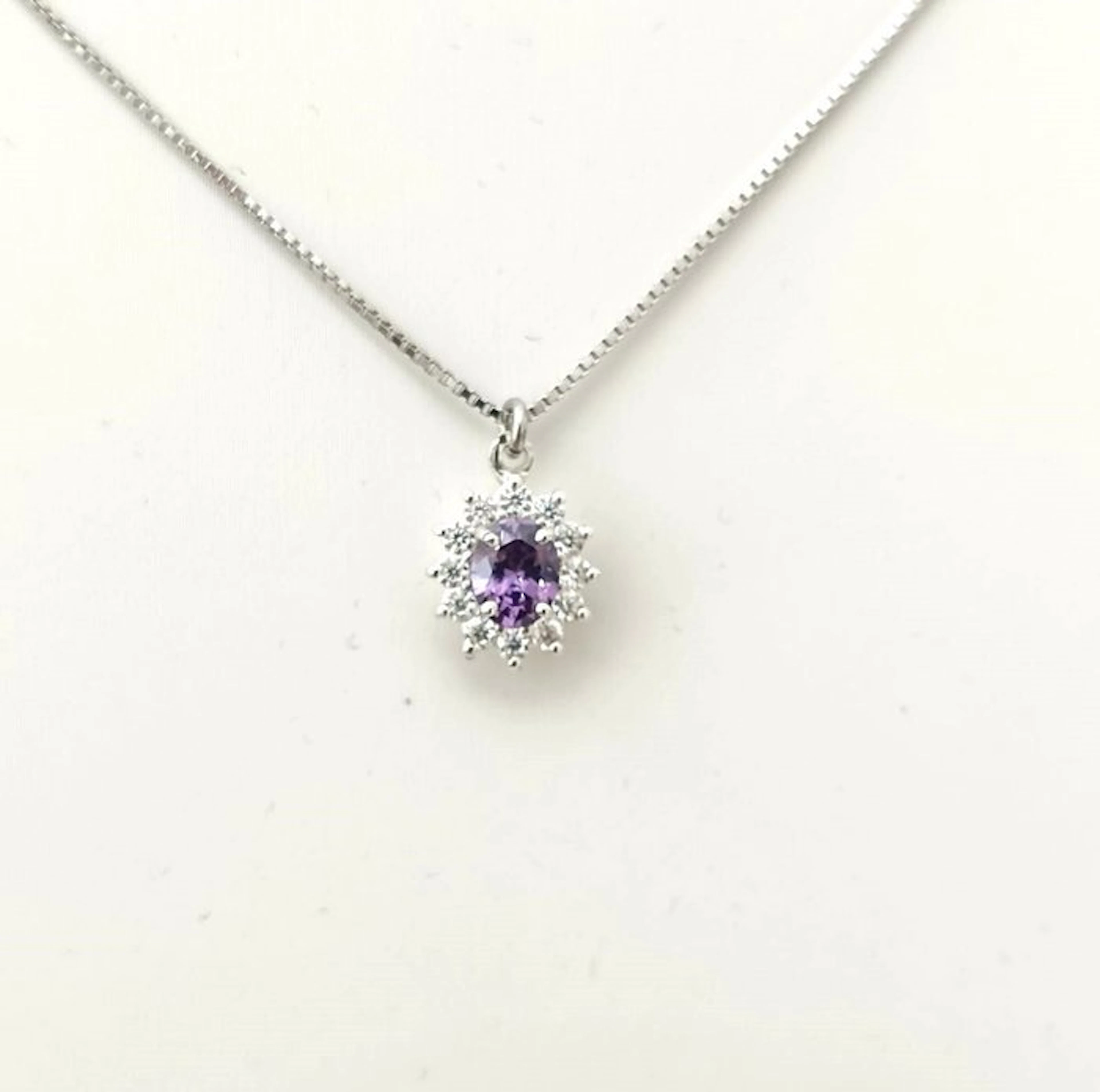No reserve price - Necklace Silver Diamond (Natural) - Emerald