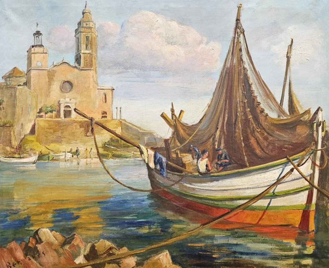 Ramón Barnades i Fabregas (1909/15-1981) - Fishing boats in Sitges